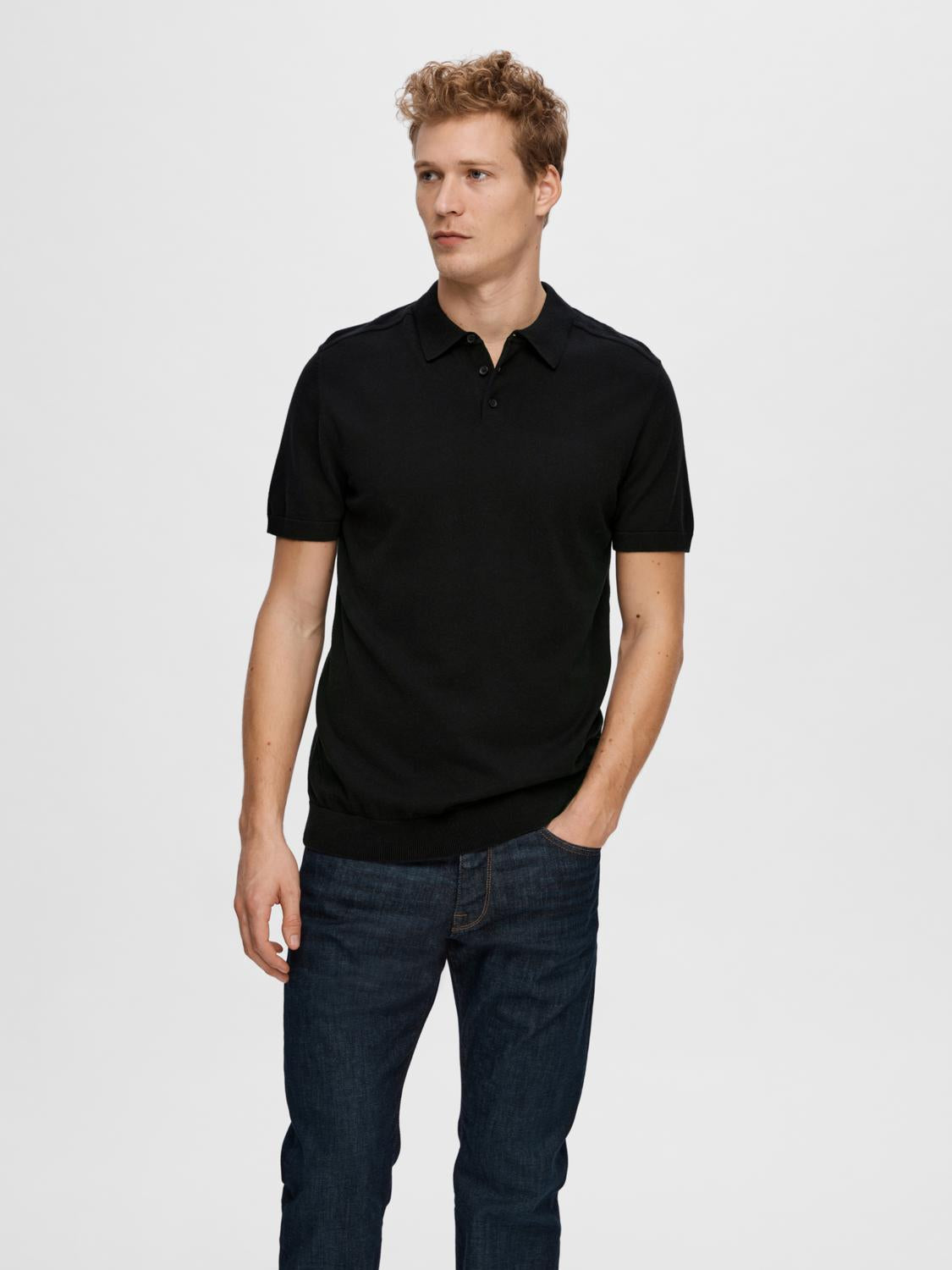 Black Knitted Polo