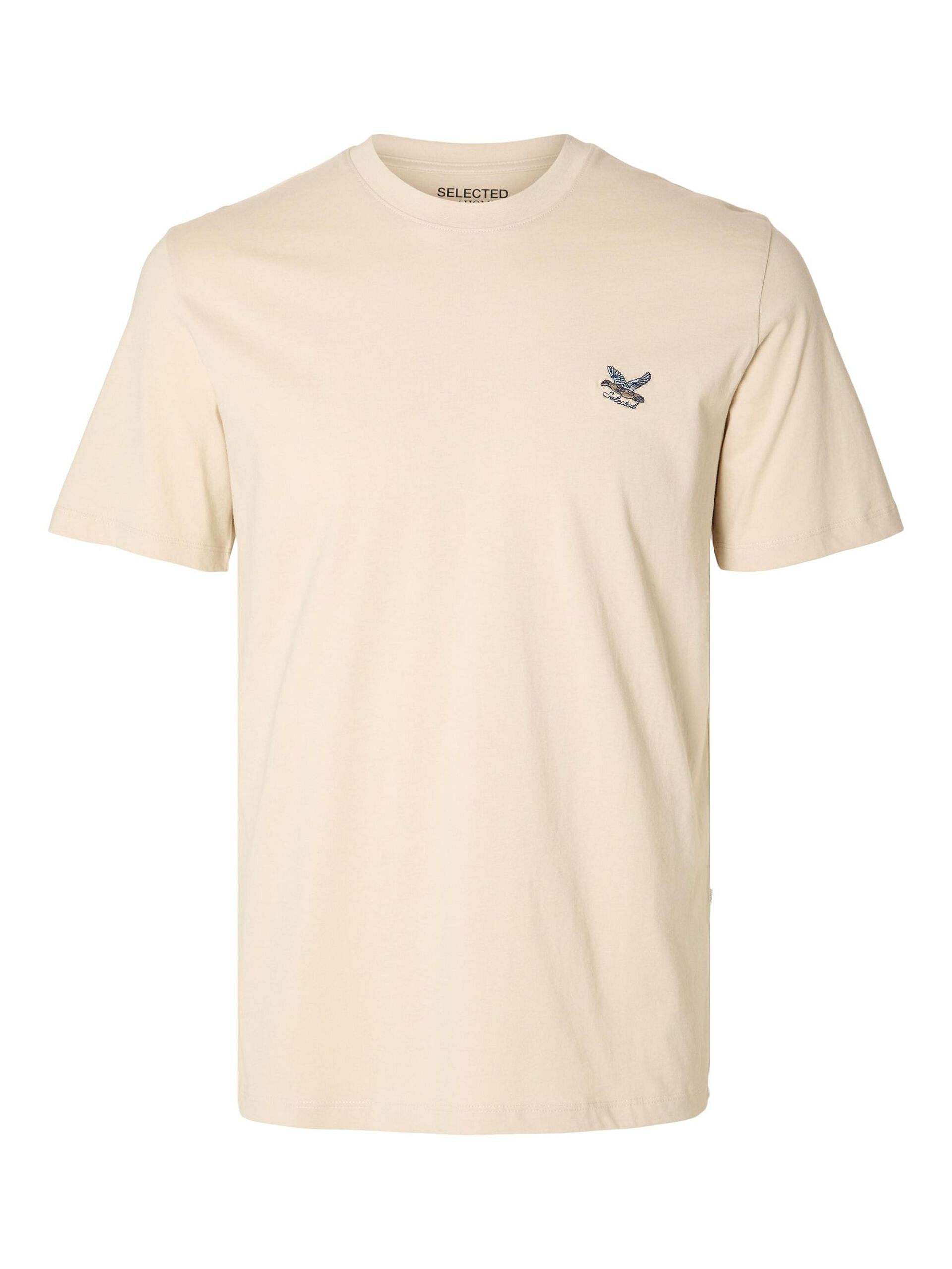 Beige Embroidered Print T-shirt