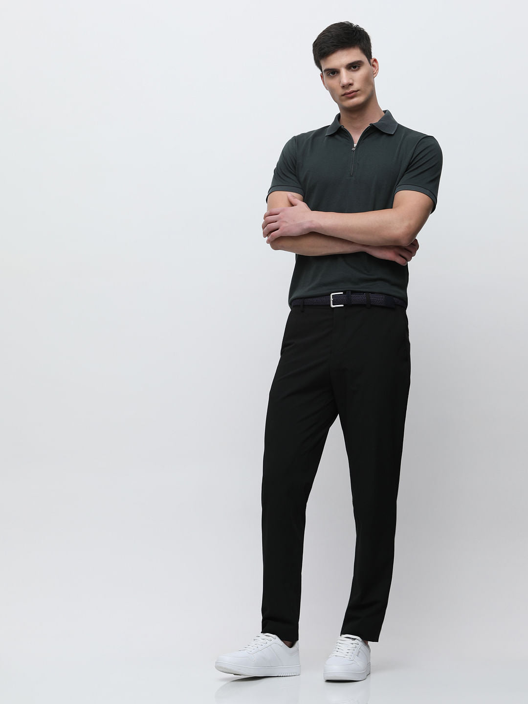 Green Zip-Up Polo T-shirt