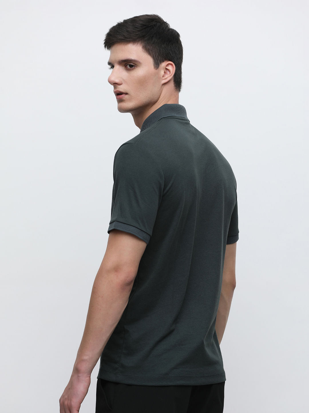 Green Zip-Up Polo T-shirt