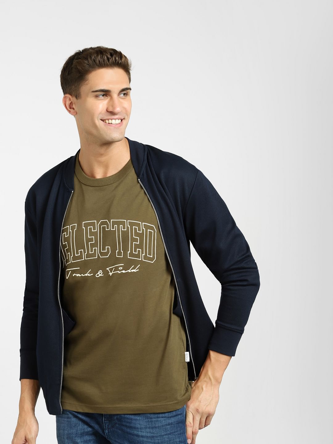 Green Logo Print Crew Neck T-Shirt