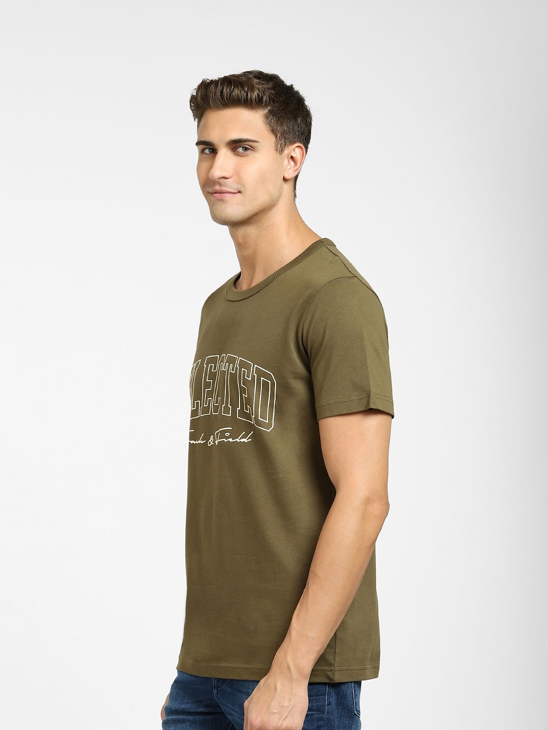 Green Logo Print Crew Neck T-Shirt