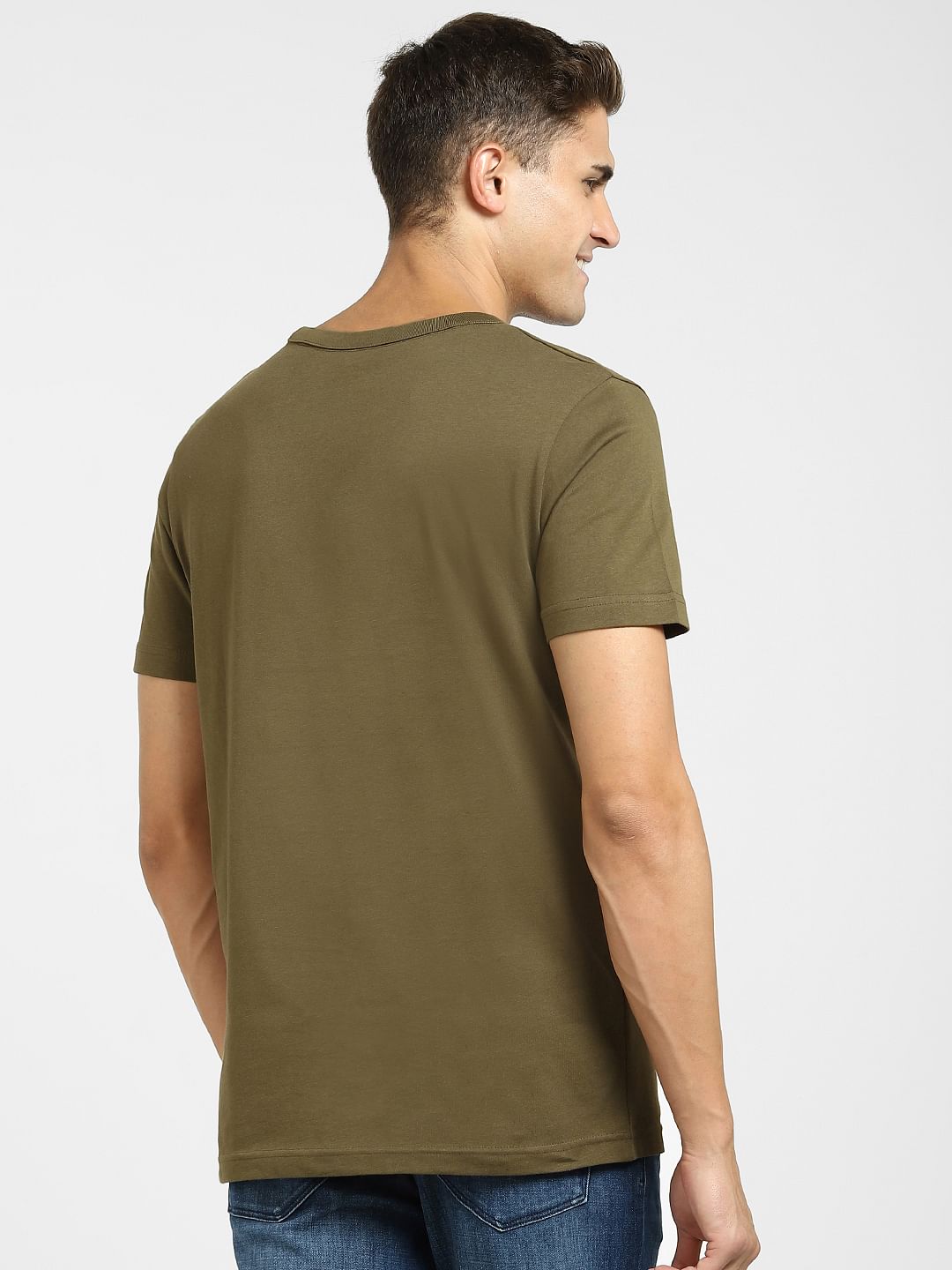 Green Logo Print Crew Neck T-Shirt