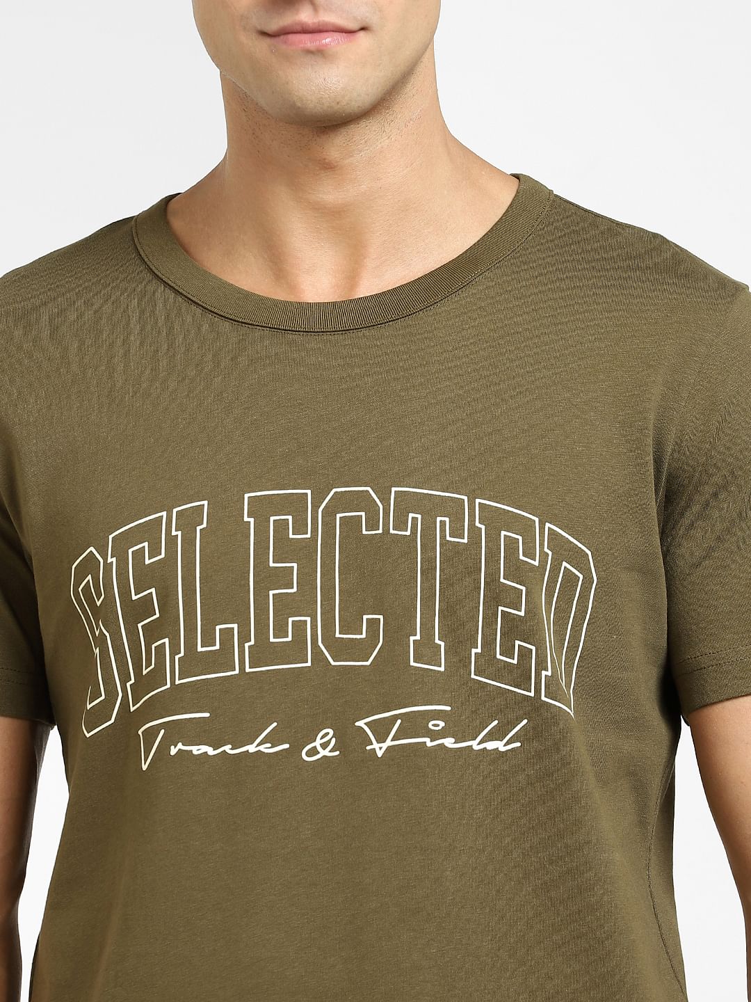 Green Logo Print Crew Neck T-Shirt