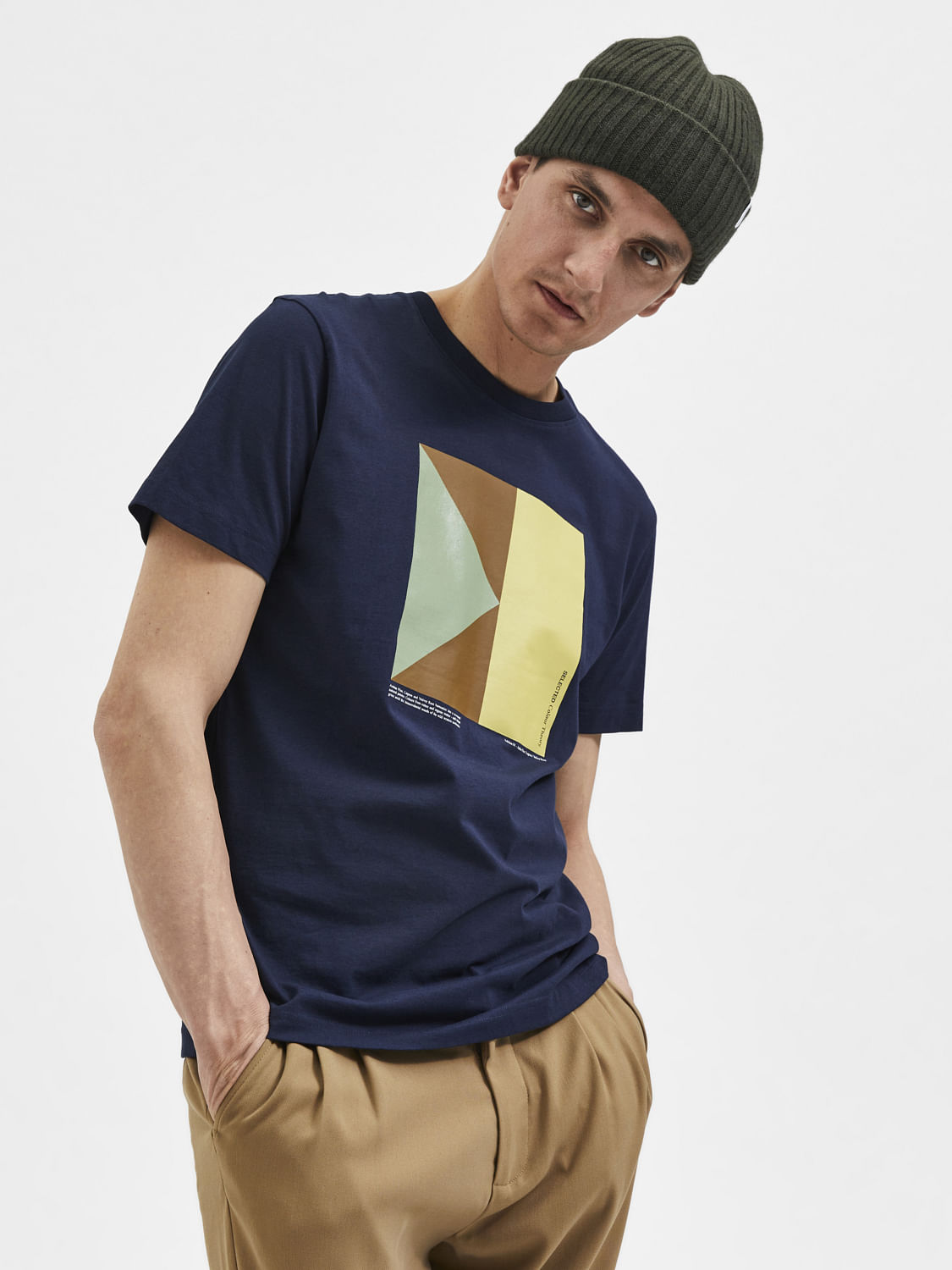 Navy Blue Graphic Print Crew Neck T-Shirt