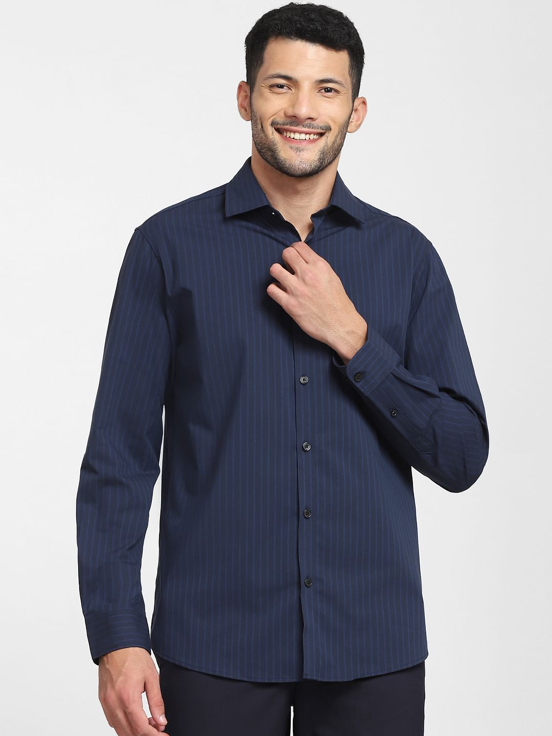 Blue Striped Formal Full Sleeves Shirt
