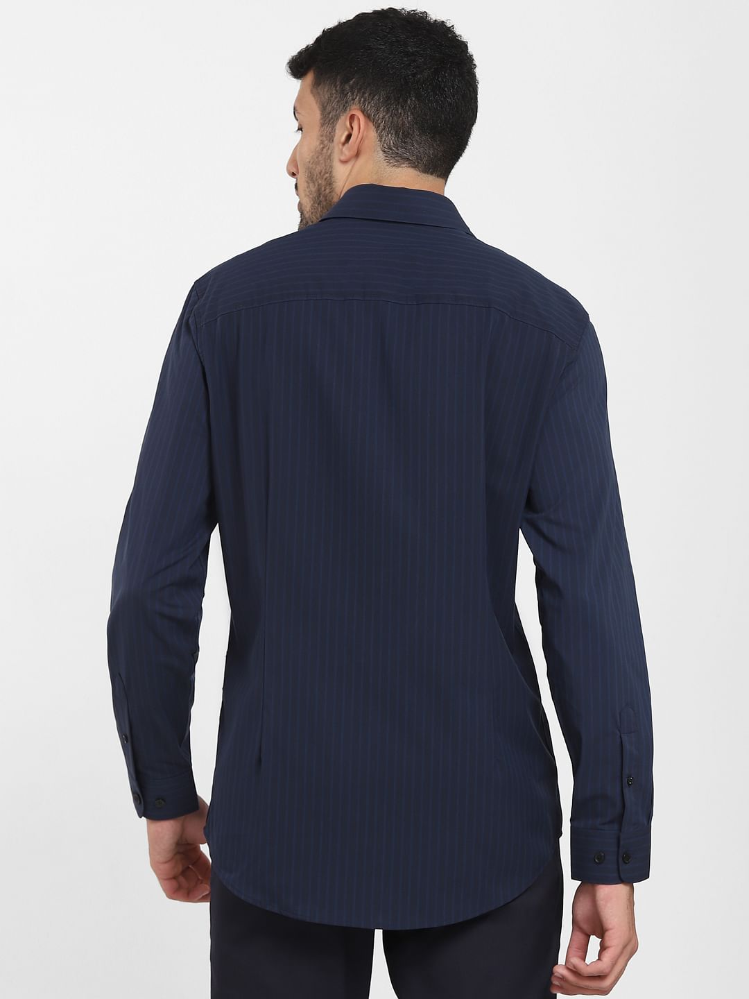 Blue Striped Formal Full Sleeves Shirt