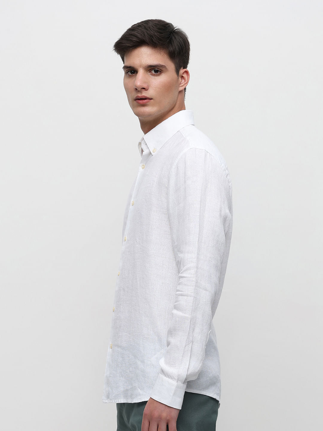 White Linen Full Sleeves Shirt