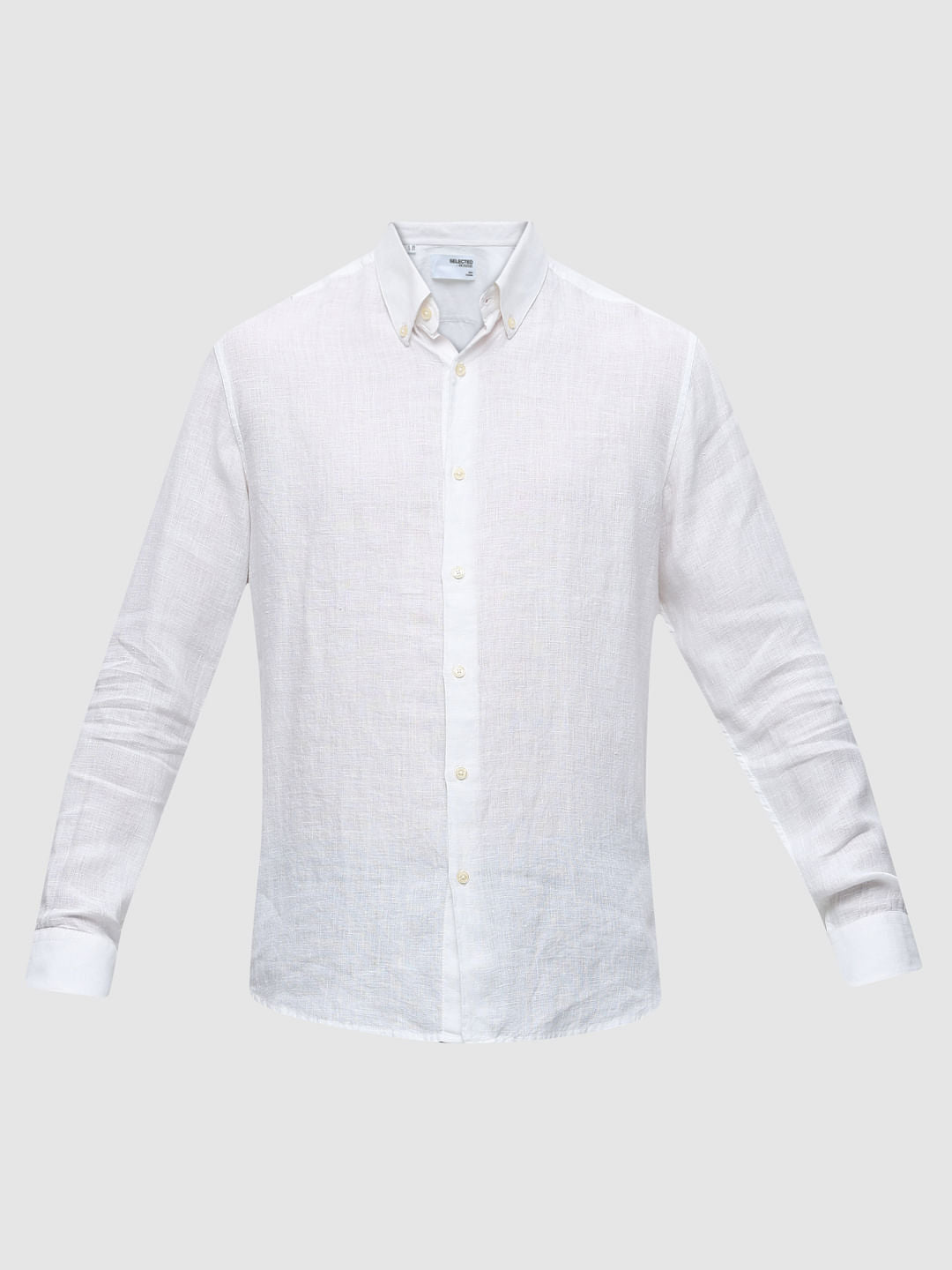 White Linen Full Sleeves Shirt