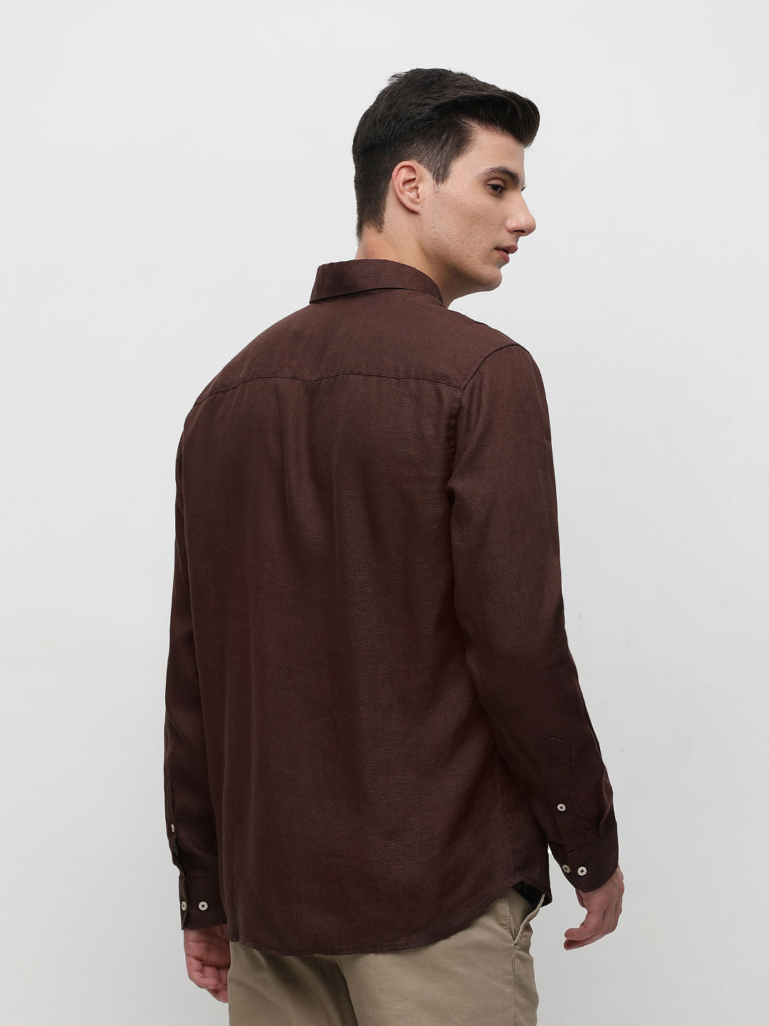 Brown Linen Full Sleeves Shirt