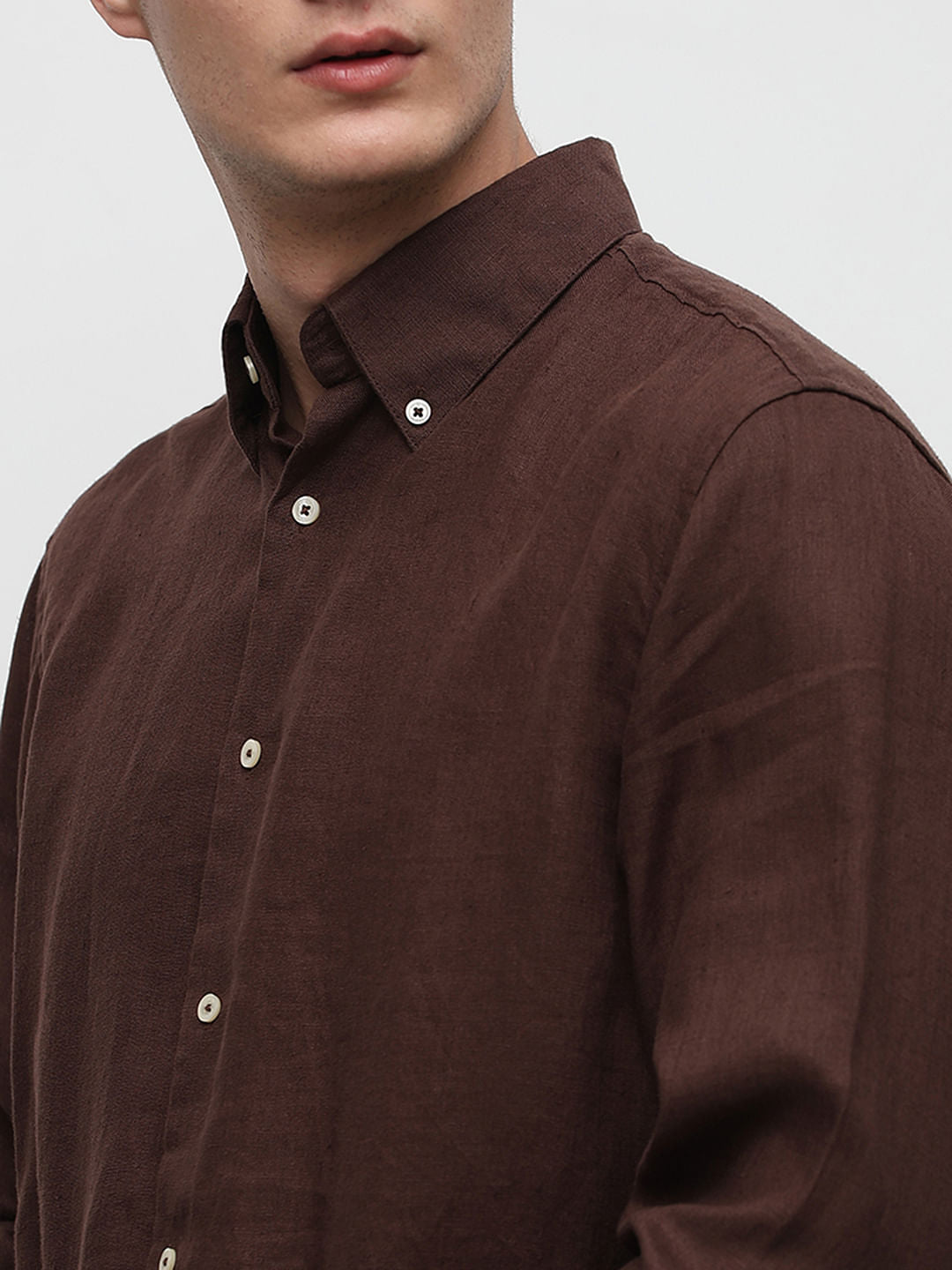 Brown Linen Full Sleeves Shirt