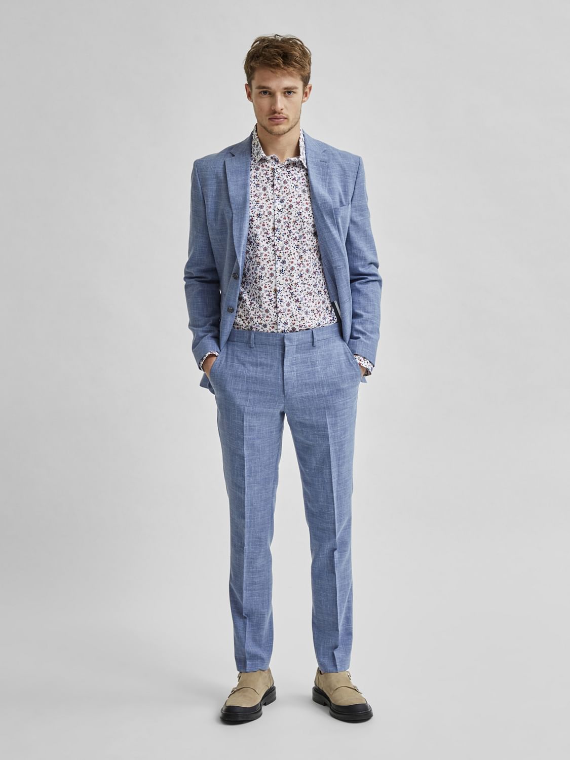 Blue Slim Fit Suit Trousers