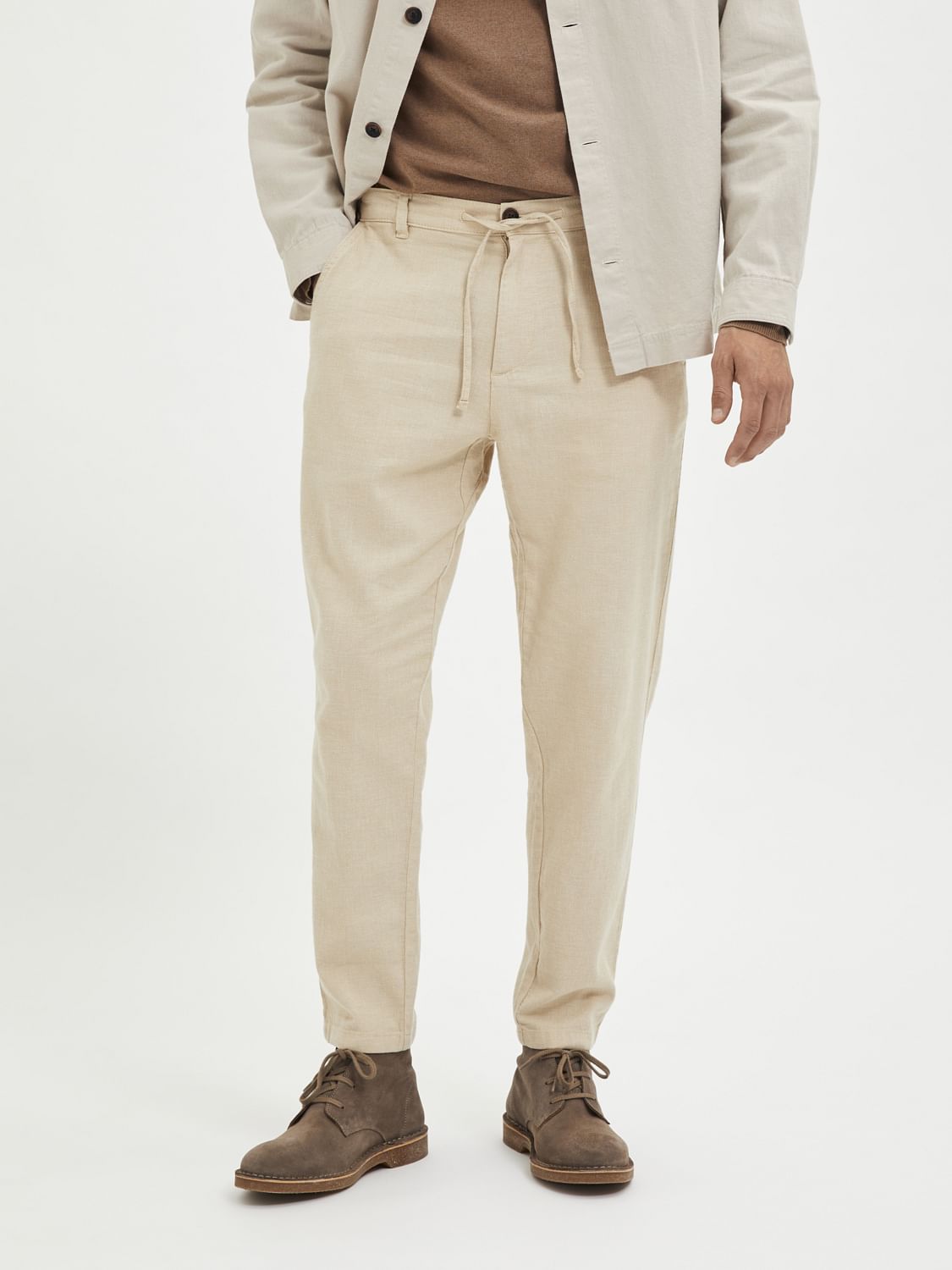 Brown Mid RISE Linen Pants