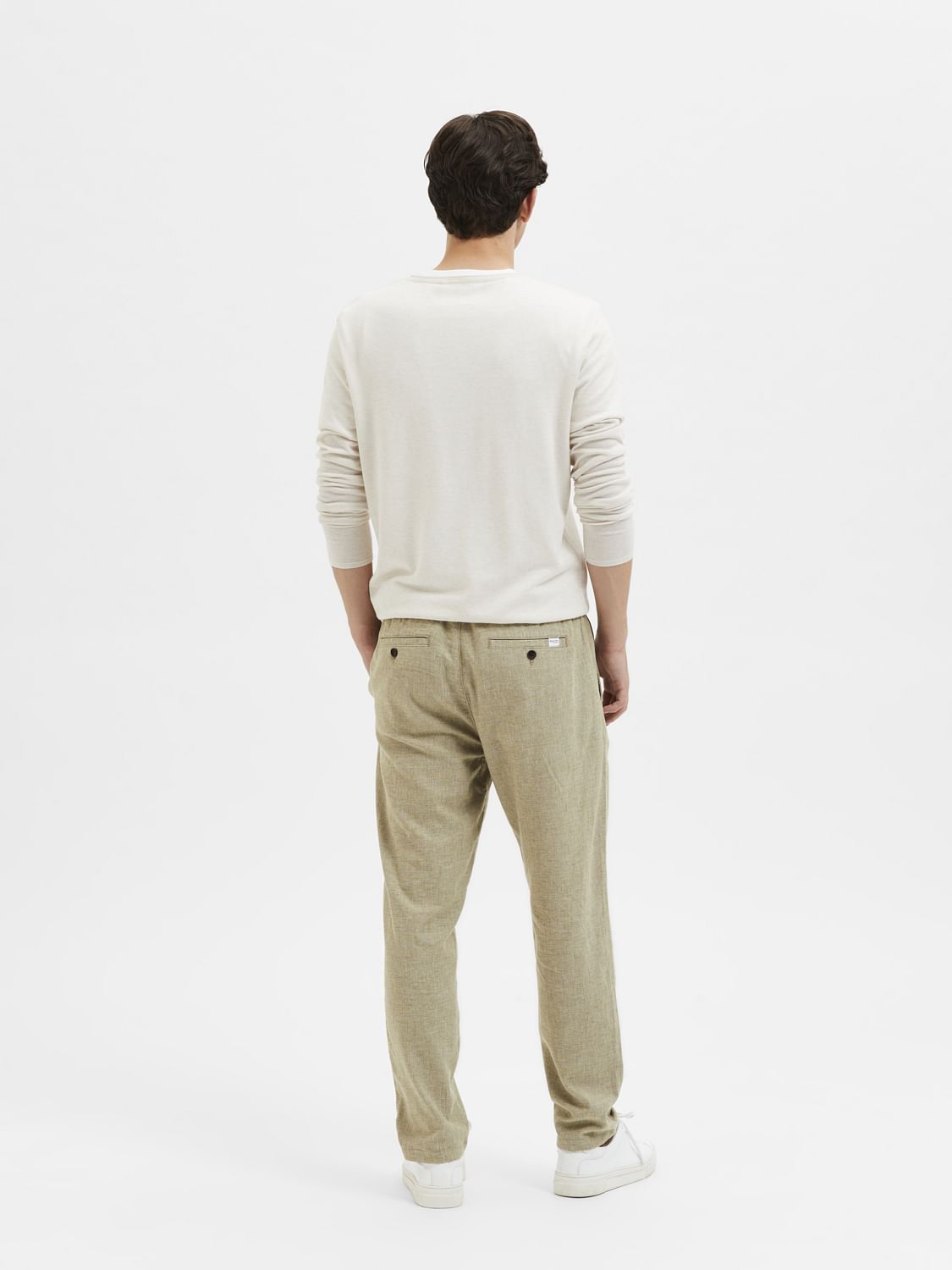 Light Green Mid Rise Linen Pants