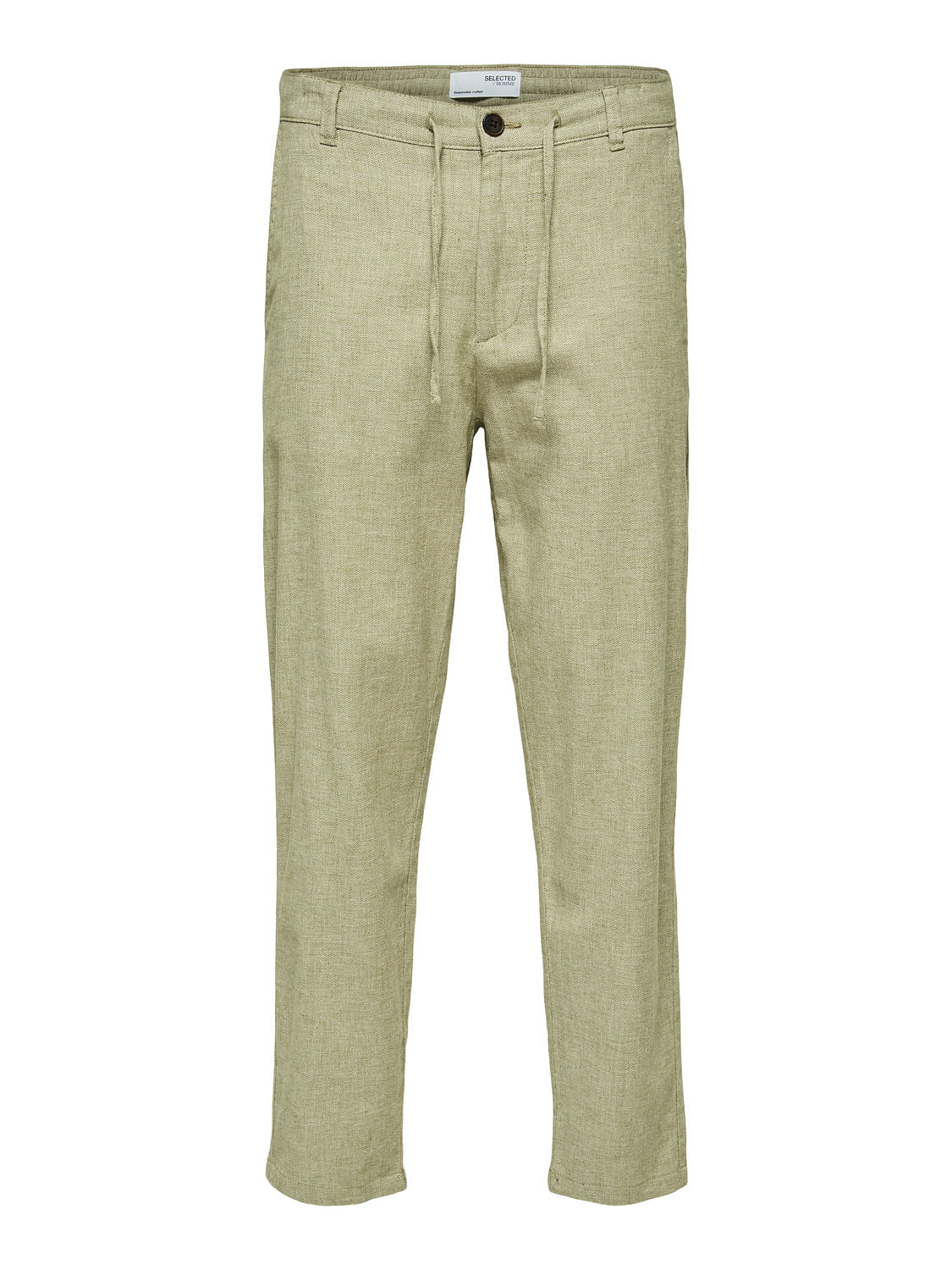 Light Green Mid Rise Linen Pants