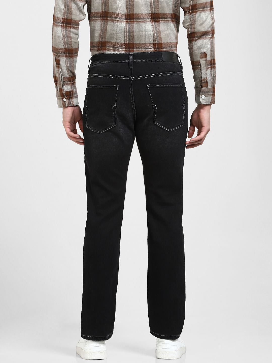 Black Mid Rise Straight Fit Jeans