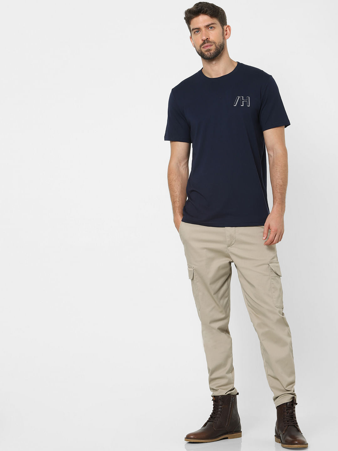Blue Organic Cotton Crew Neck T-Shirt