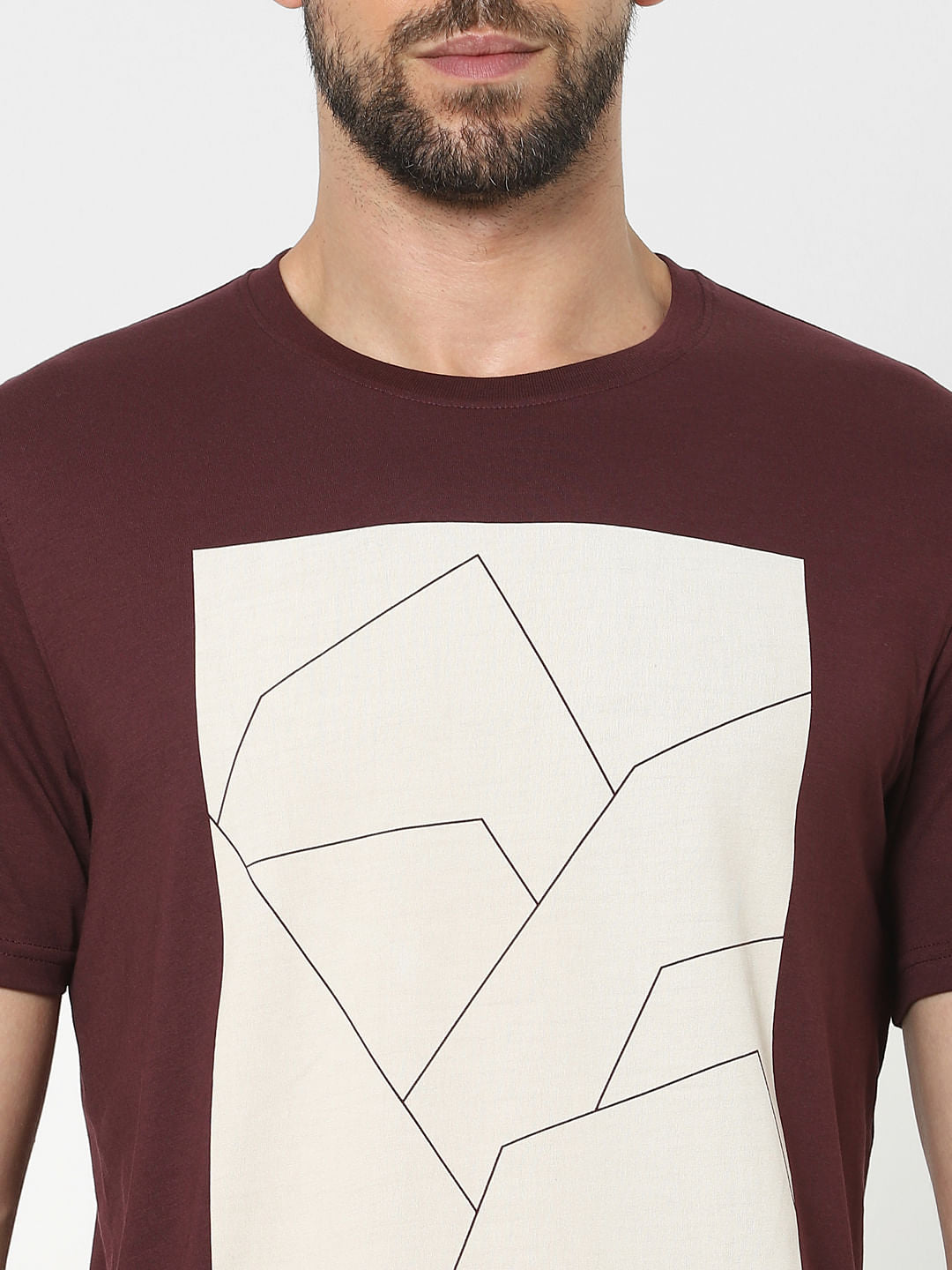Maroon Graphic Print Crew Neck T-Shirt