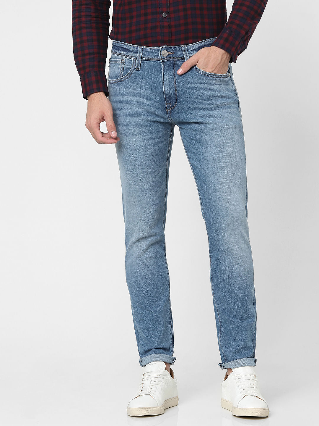 Blue Mid Rise Organic Cotton Slim Jeans