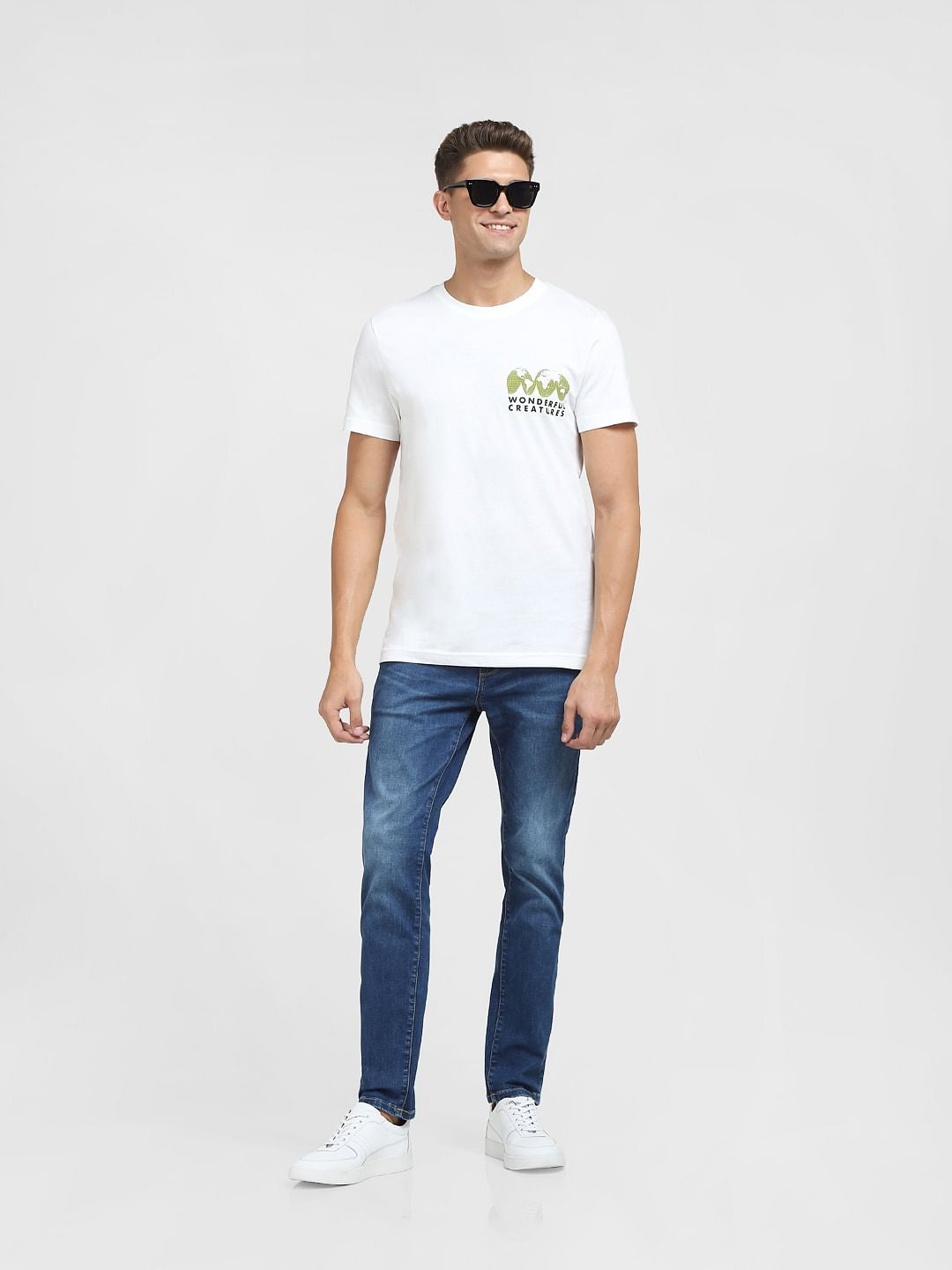 Blue Mid Rise Faded Slim Fit Jeans