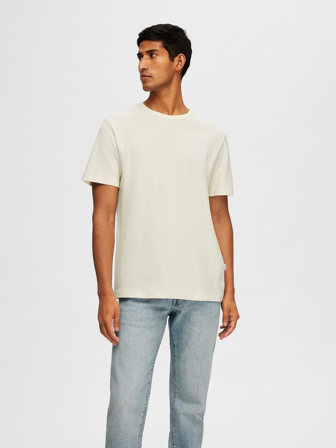 White Pique Crew Neck T-shirt