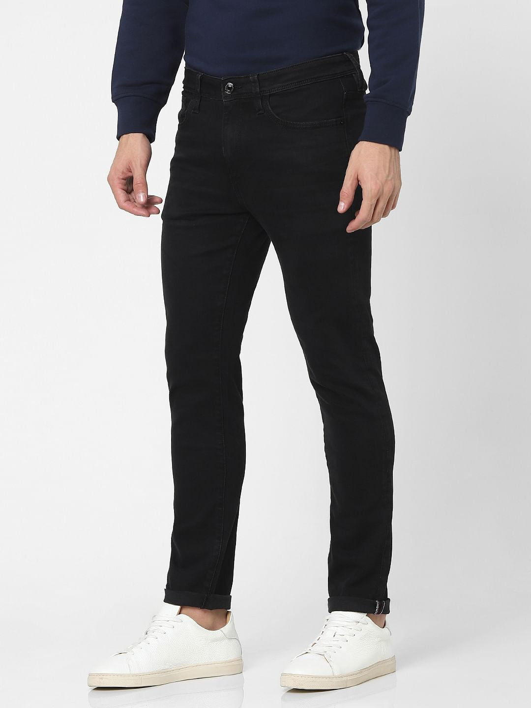 Black Mid Rise Organic Cotton Slim Jeans