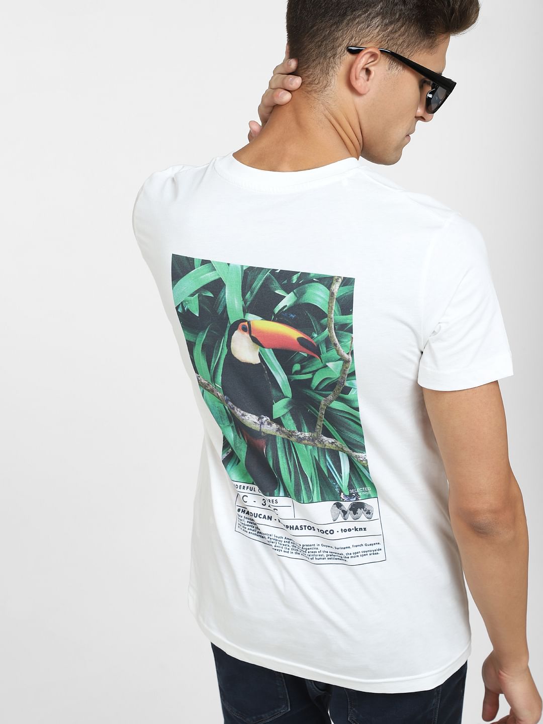 White Graphic Print Crew Neck T-Shirt