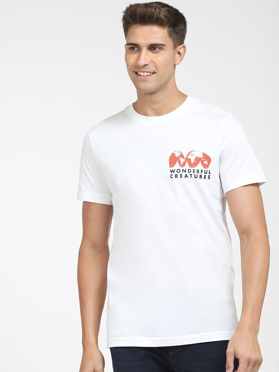 White Graphic Print Crew Neck T-Shirt