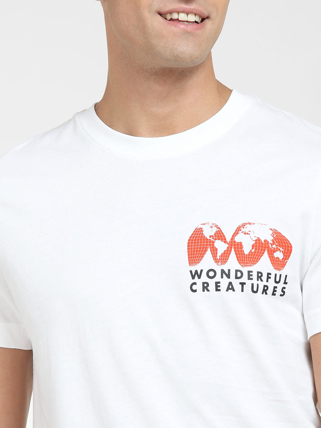 White Graphic Print Crew Neck T-Shirt