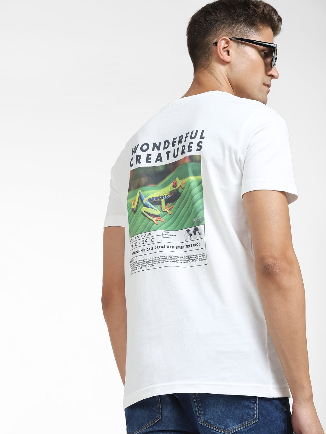 White Graphic Print Crew Neck T-Shirt