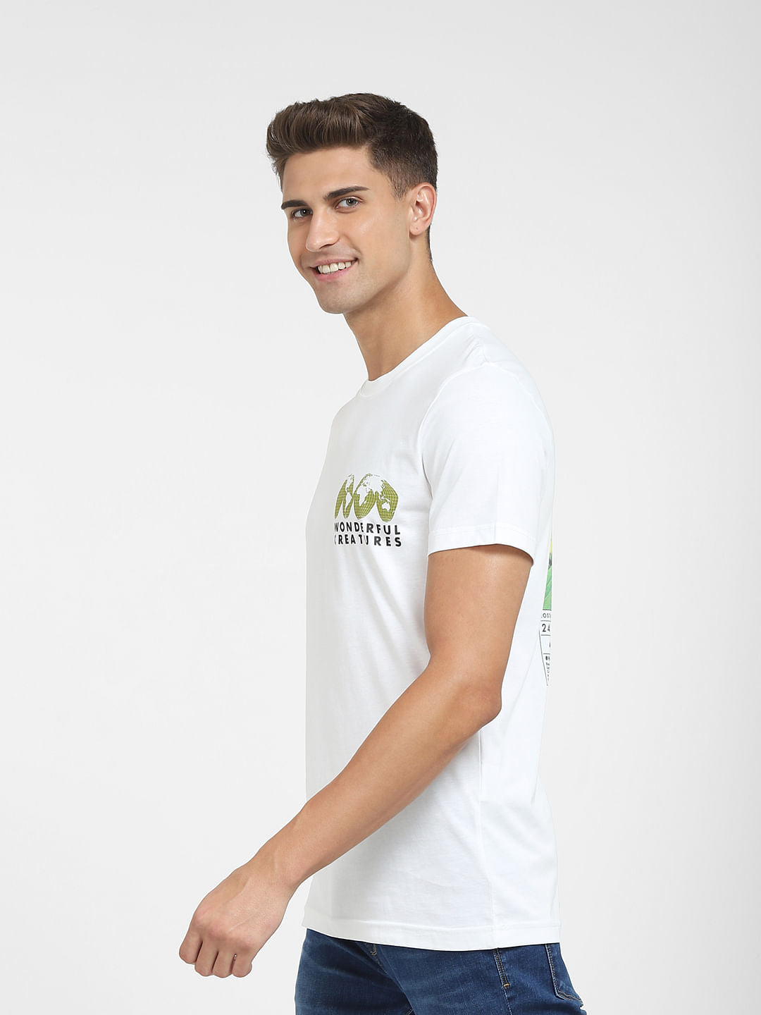 White Graphic Print Crew Neck T-Shirt