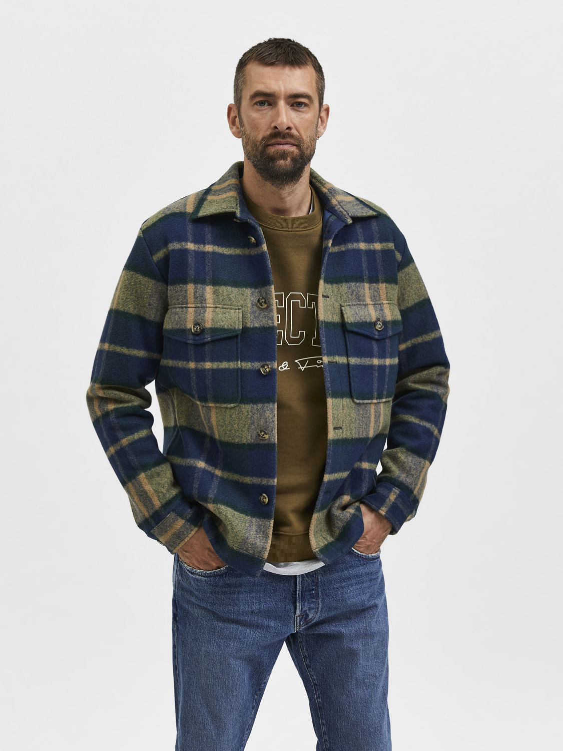 Dark Green Check Overshirt