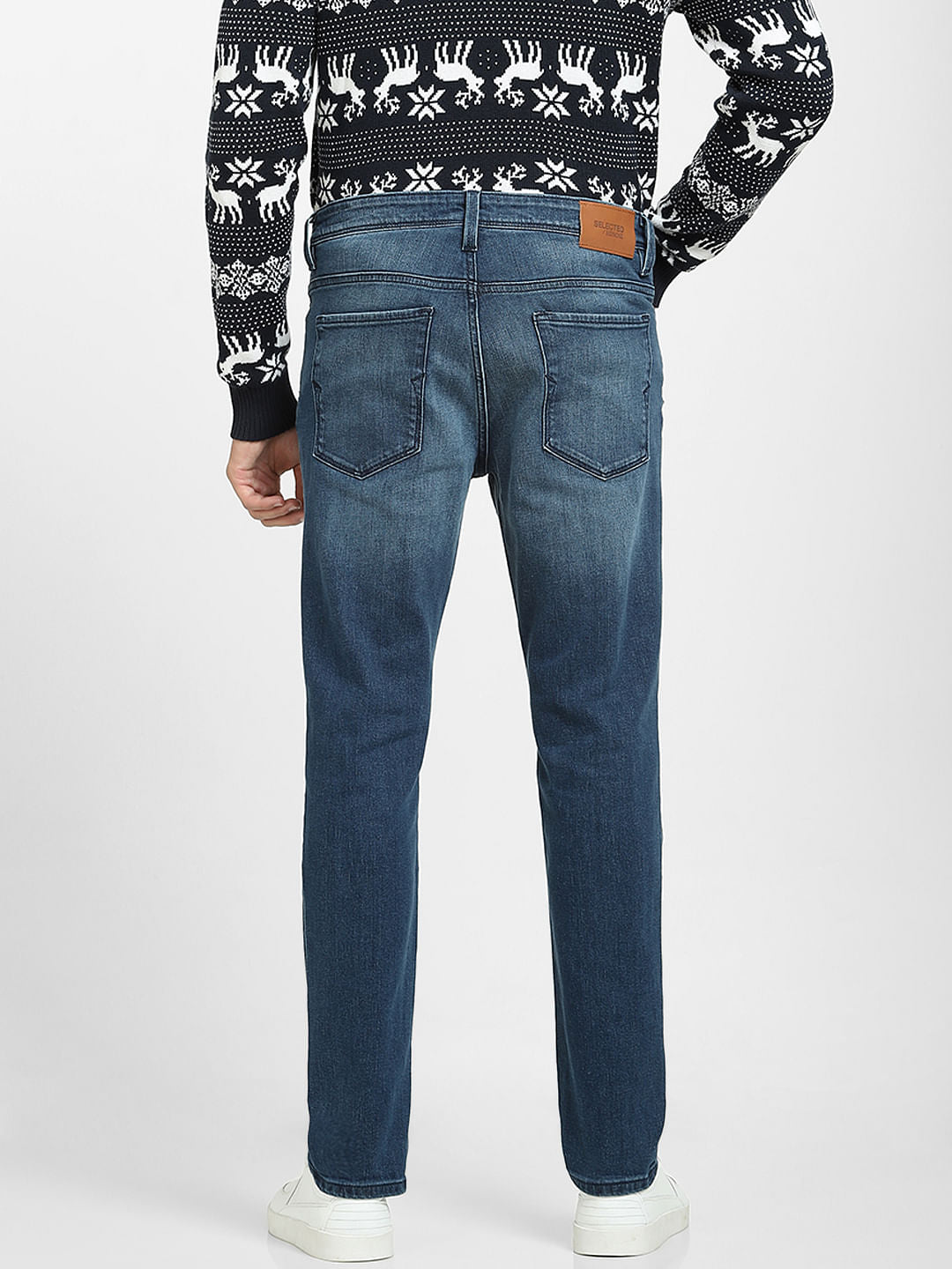 Blue Mid Rise Slim Fit Jeans