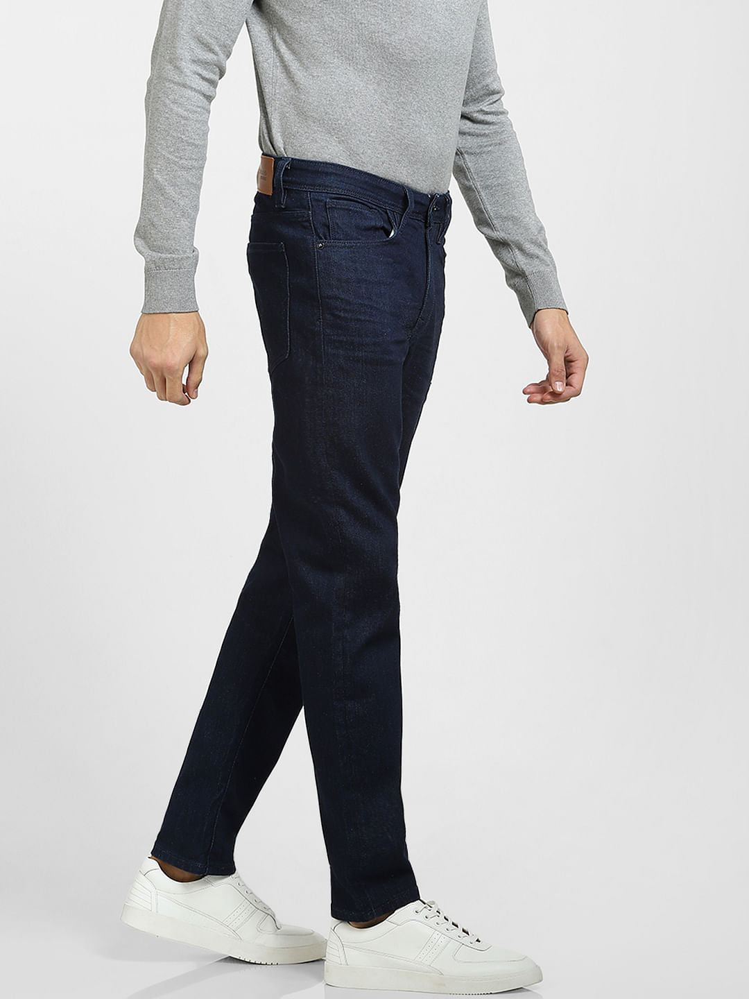 Dark Blue Mid Rise Straight Fit Jeans