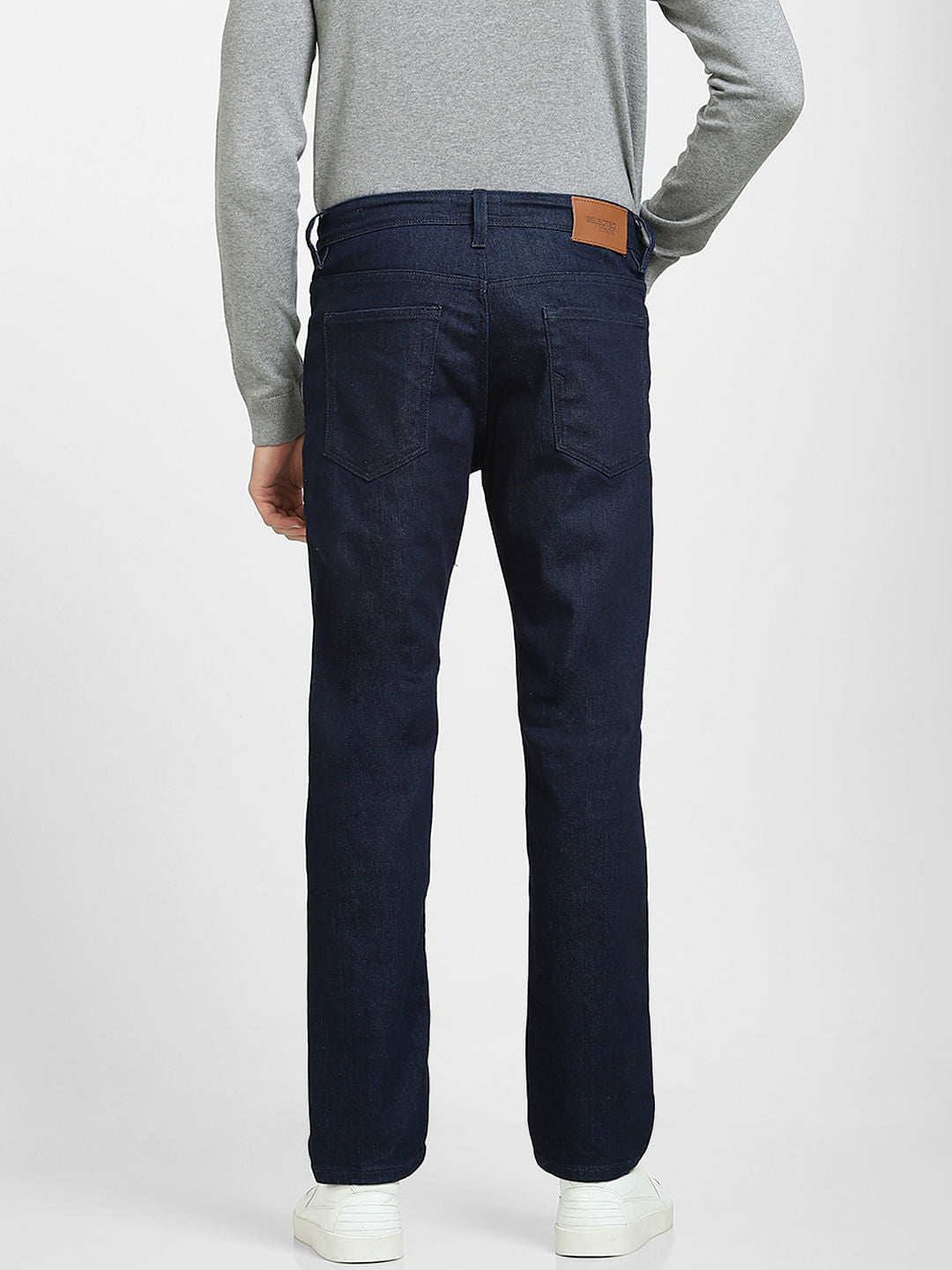 Dark Blue Mid Rise Straight Fit Jeans