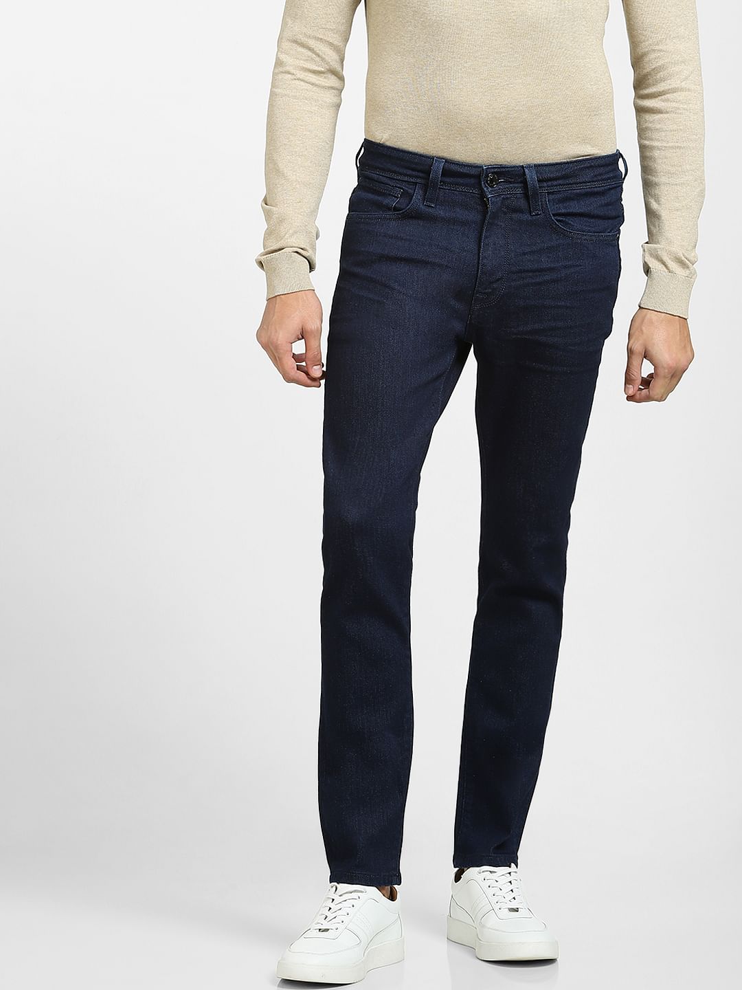 Dark Blue Mid Rise Slim Fit Jeans