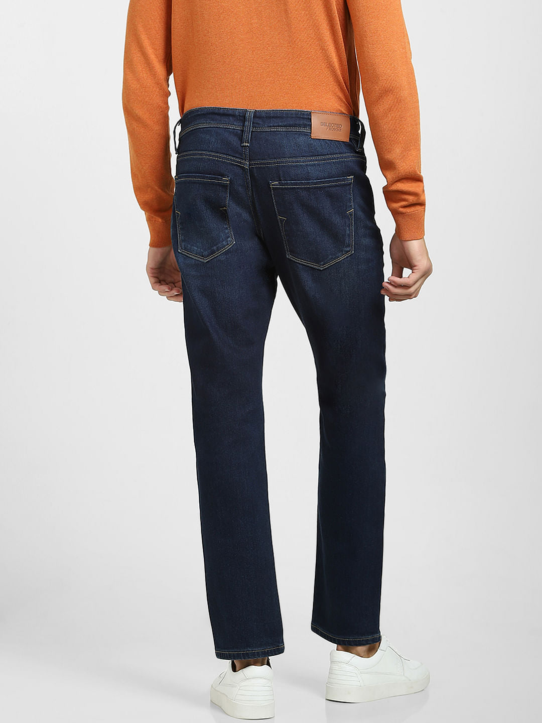 Blue Mid Rise Straight Fit Jeans