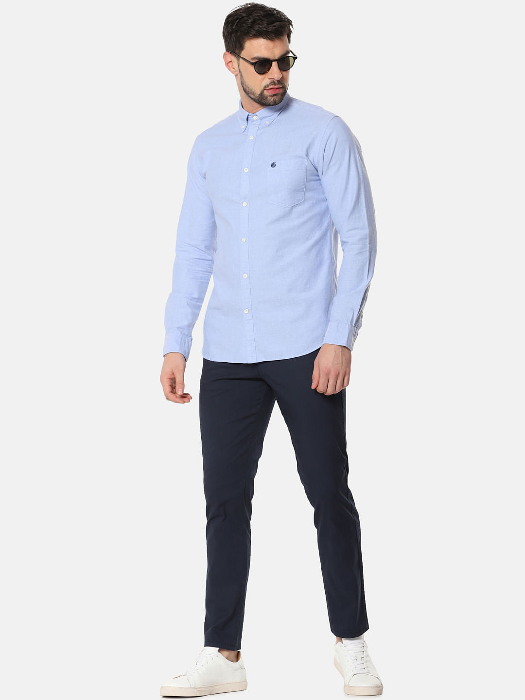 Light Blue Chest Pocket Full Sleeves Shirt