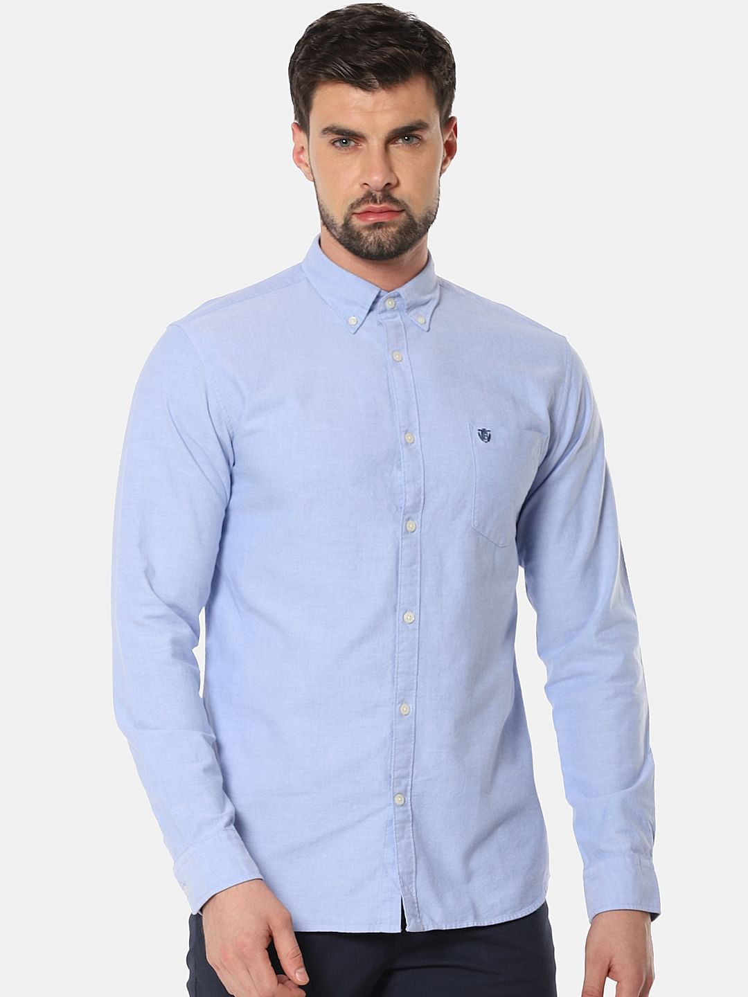 Light Blue Chest Pocket Full Sleeves Shirt