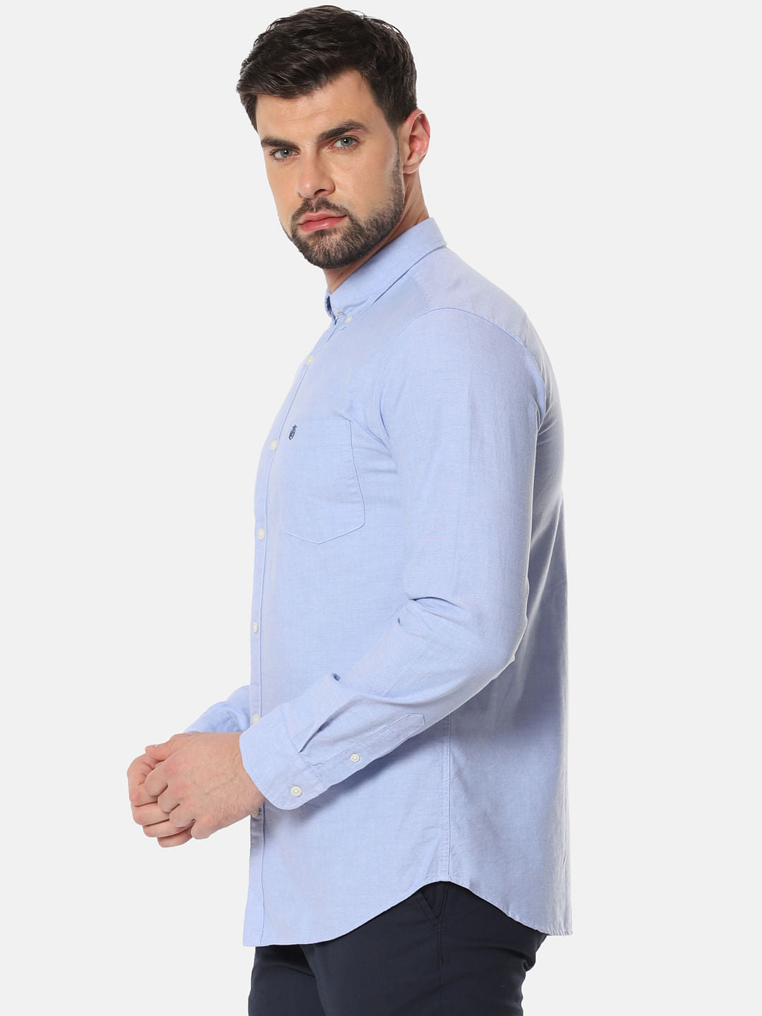 Light Blue Chest Pocket Full Sleeves Shirt
