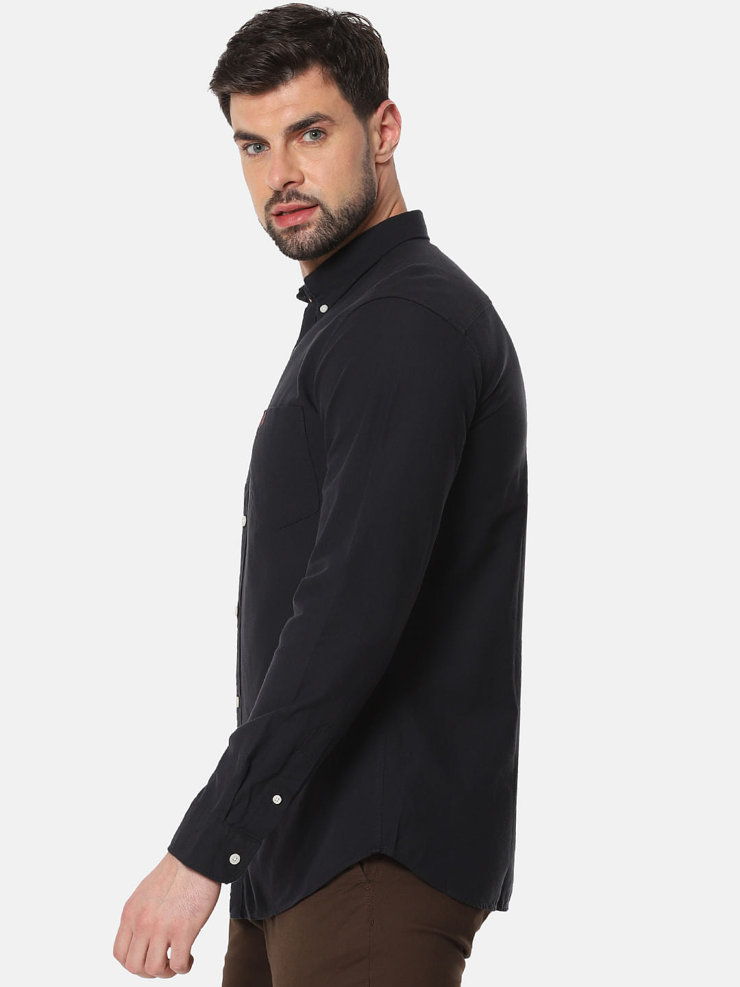 Black Chest Pocket Full Sleeves Shirt