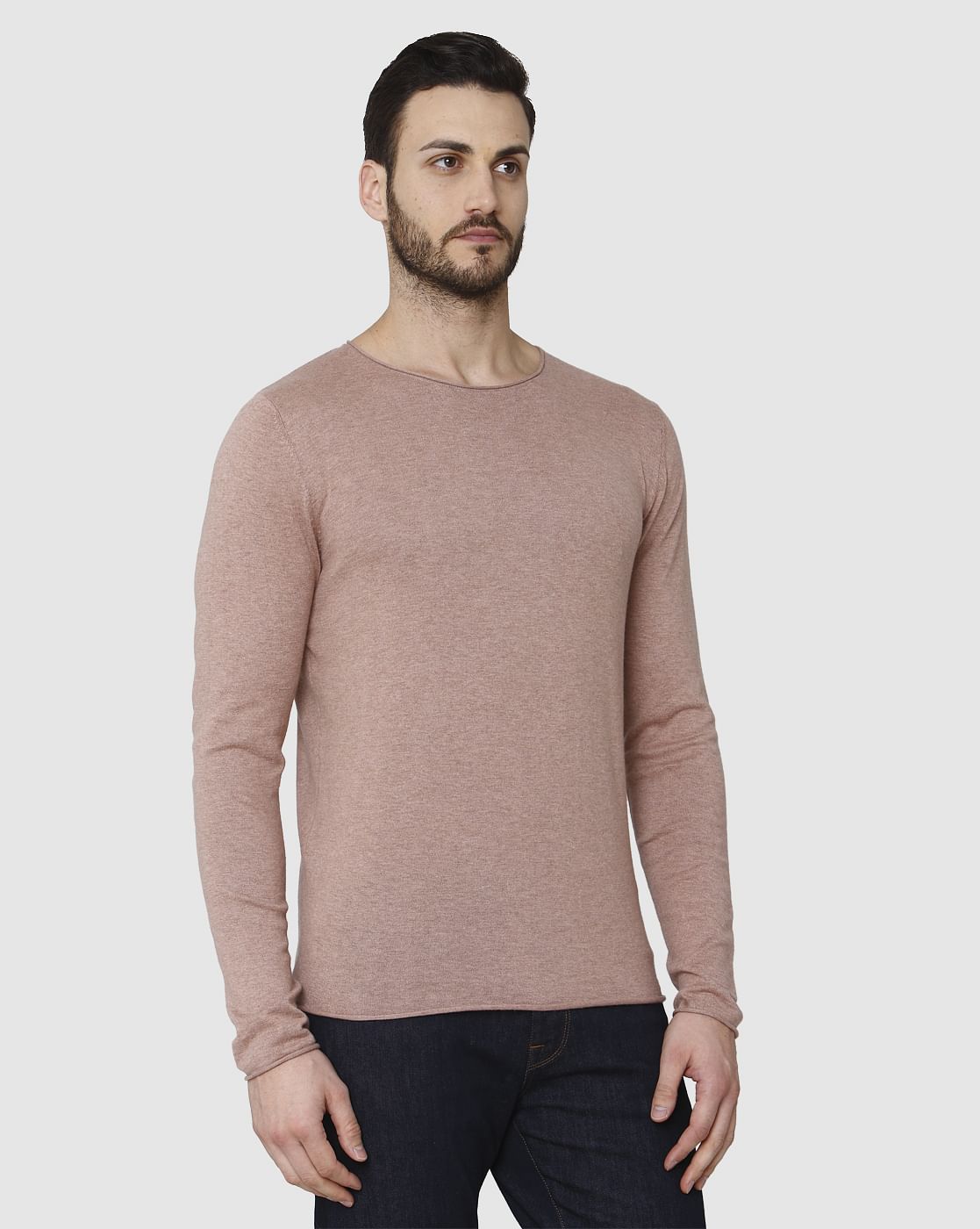 Brown Crew Neck Pullover