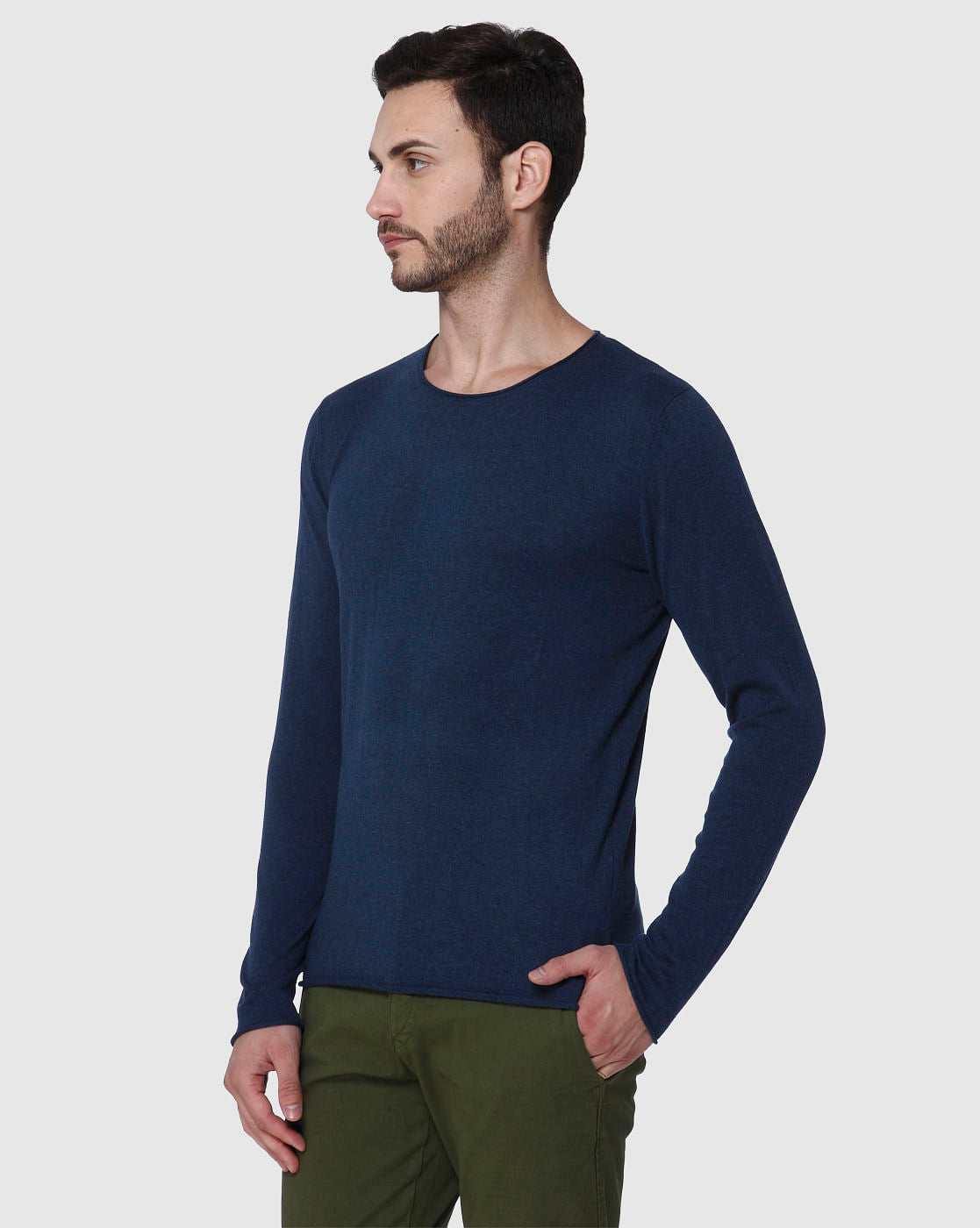 Blue Crew Neck Pullover