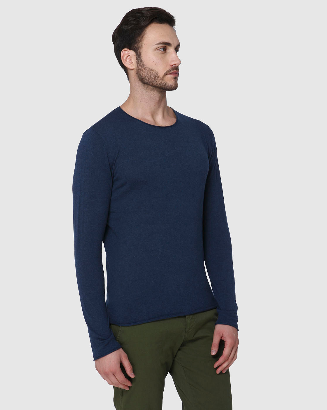 Blue Crew Neck Pullover