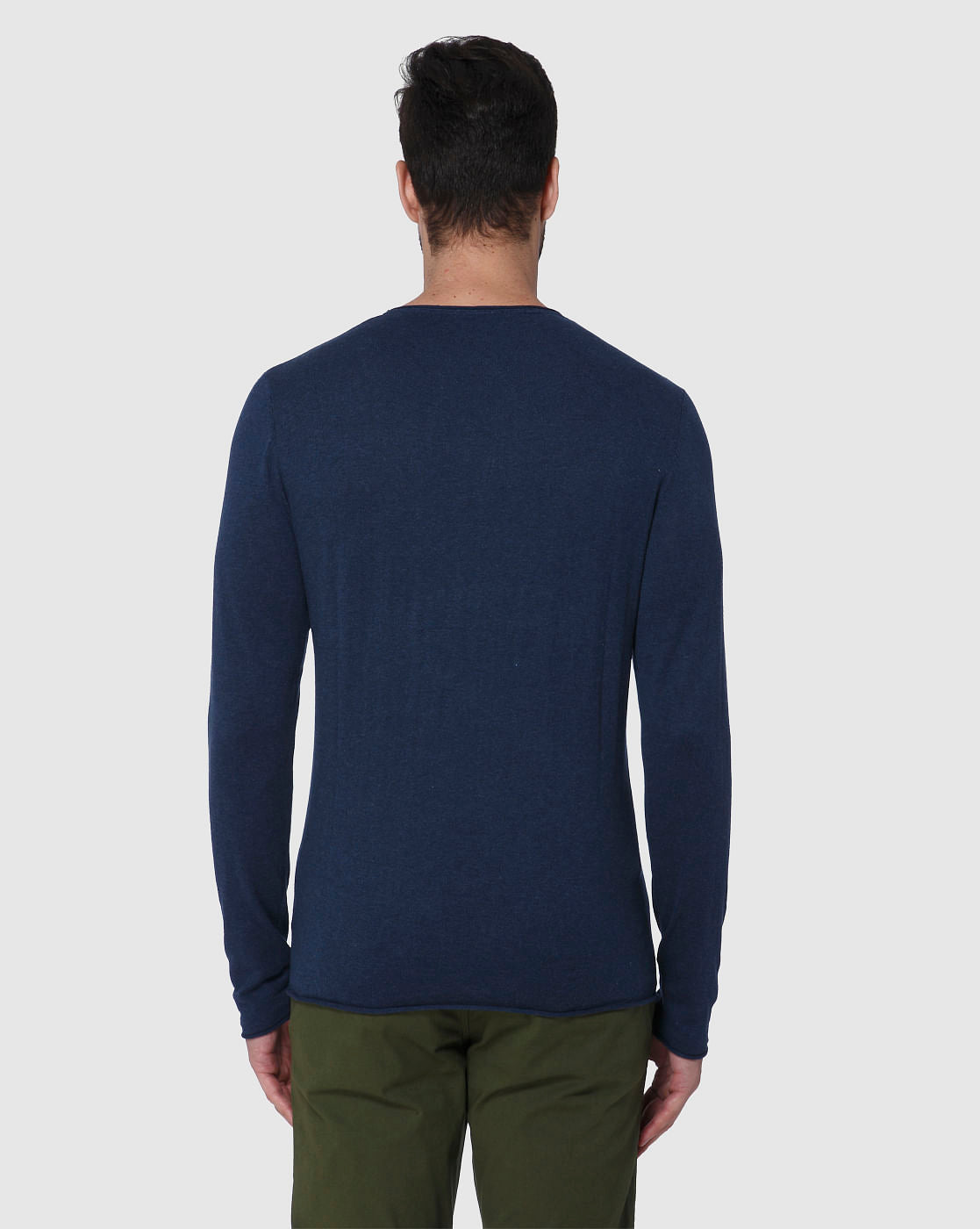 Blue Crew Neck Pullover