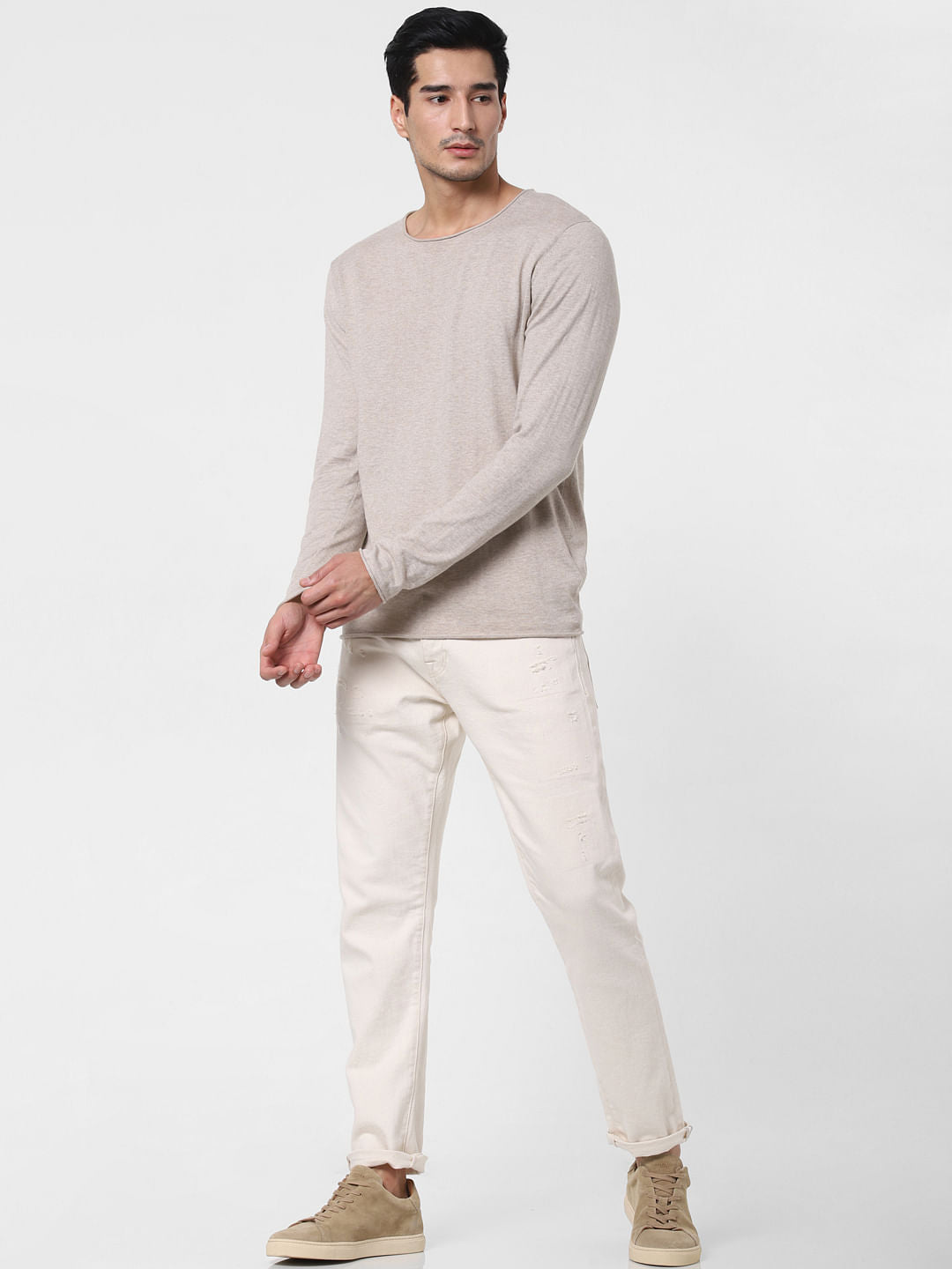 Light Brown Crew Neck T-Shirt