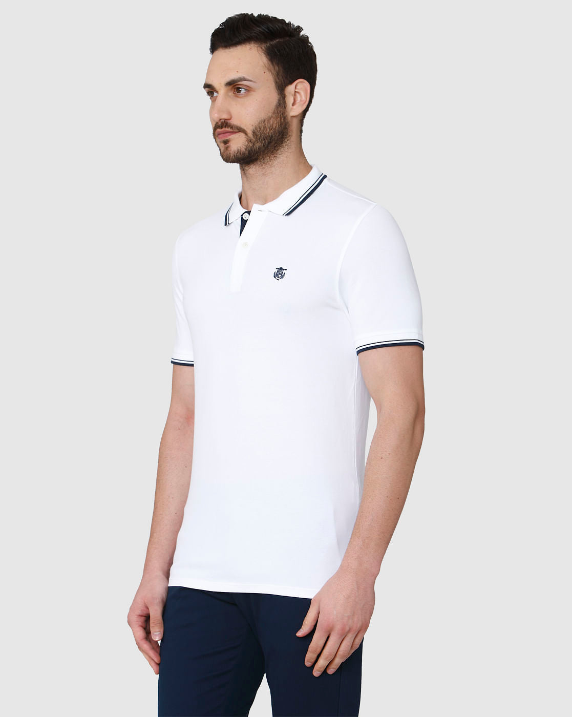White Polo Neck T-Shirt