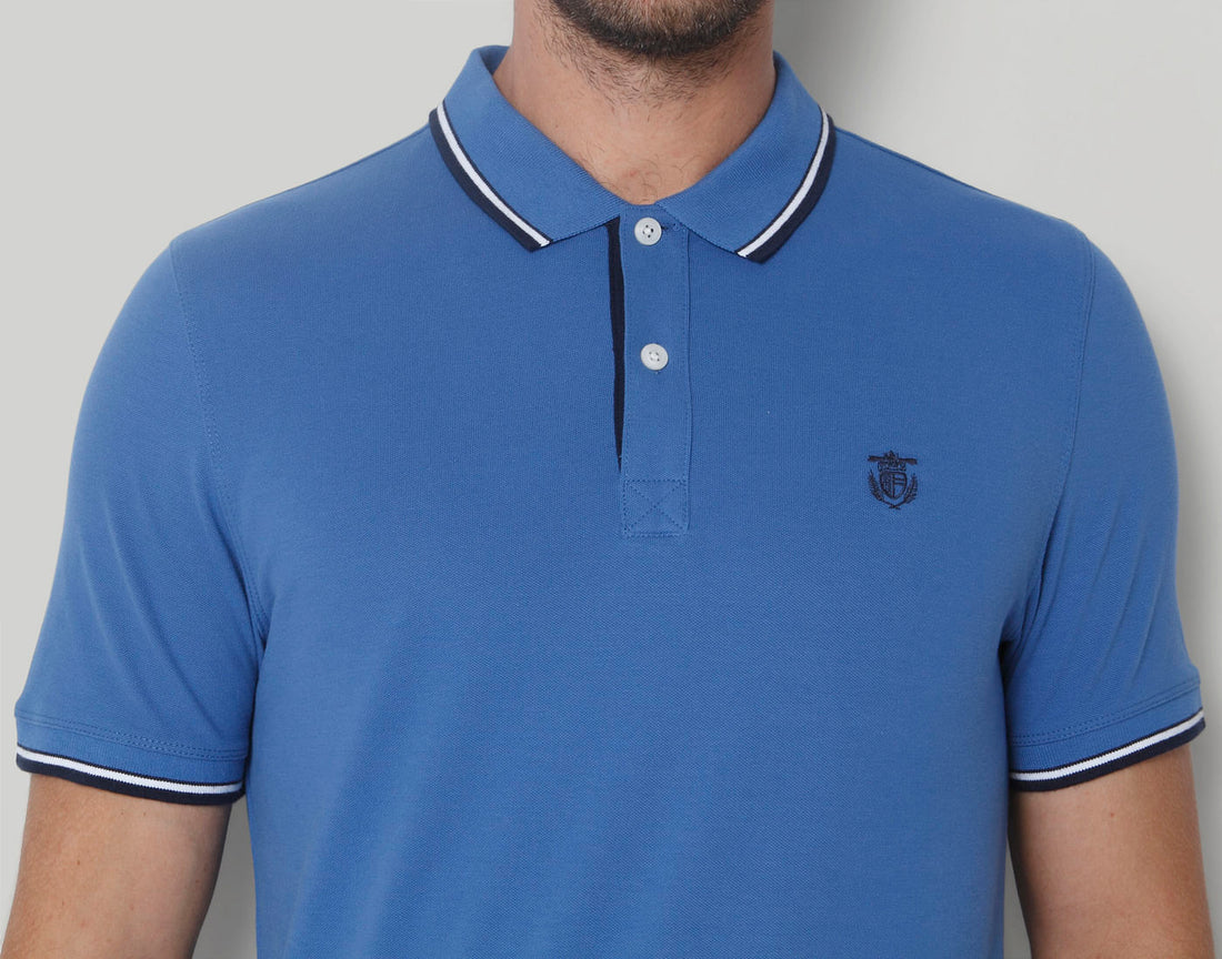 Blue Polo Neck T-Shirt
