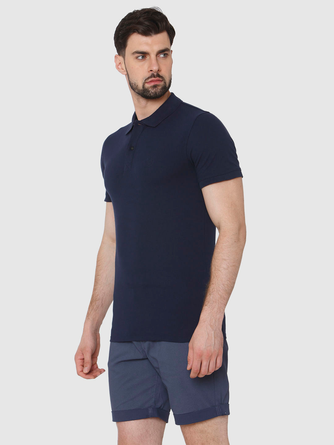 Navy Blue Polo Neck T-Shirt