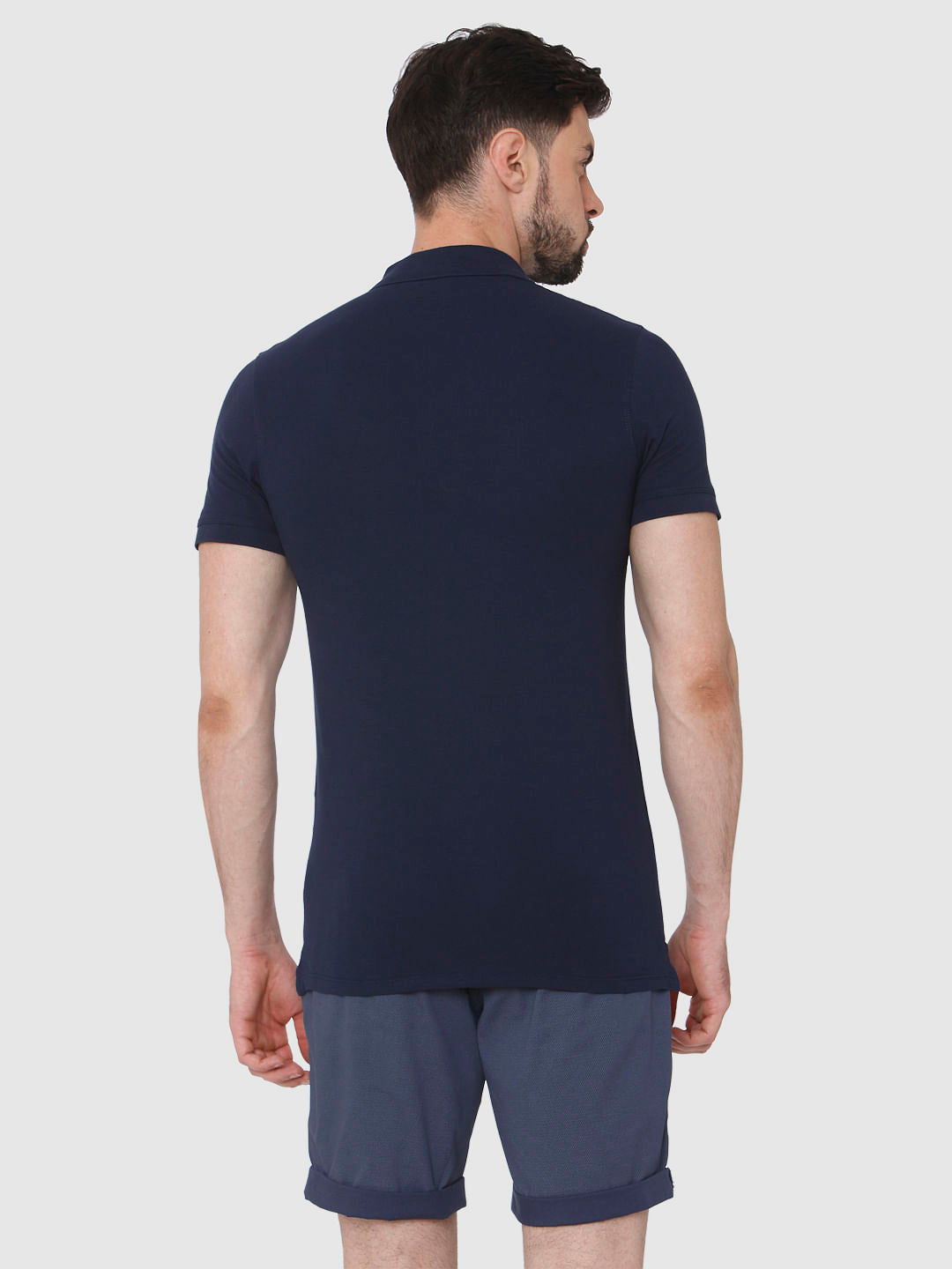 Navy Blue Polo Neck T-Shirt